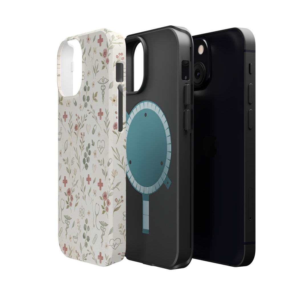 Floral Nurse Phone Case — Impact-Resistant Wireless Charging Cover