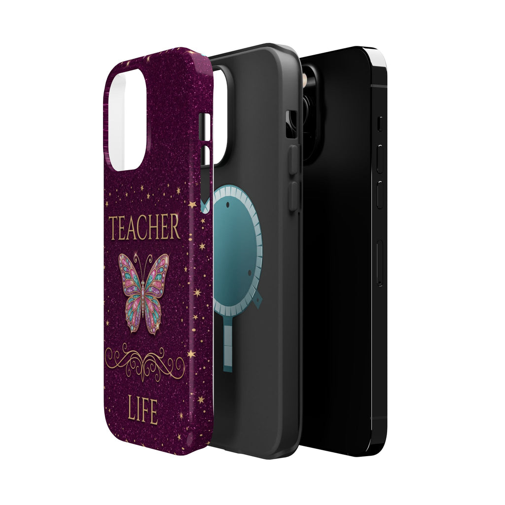 Teacher Life Glitter Butterfly Phone Case — Wireless Charging Cover