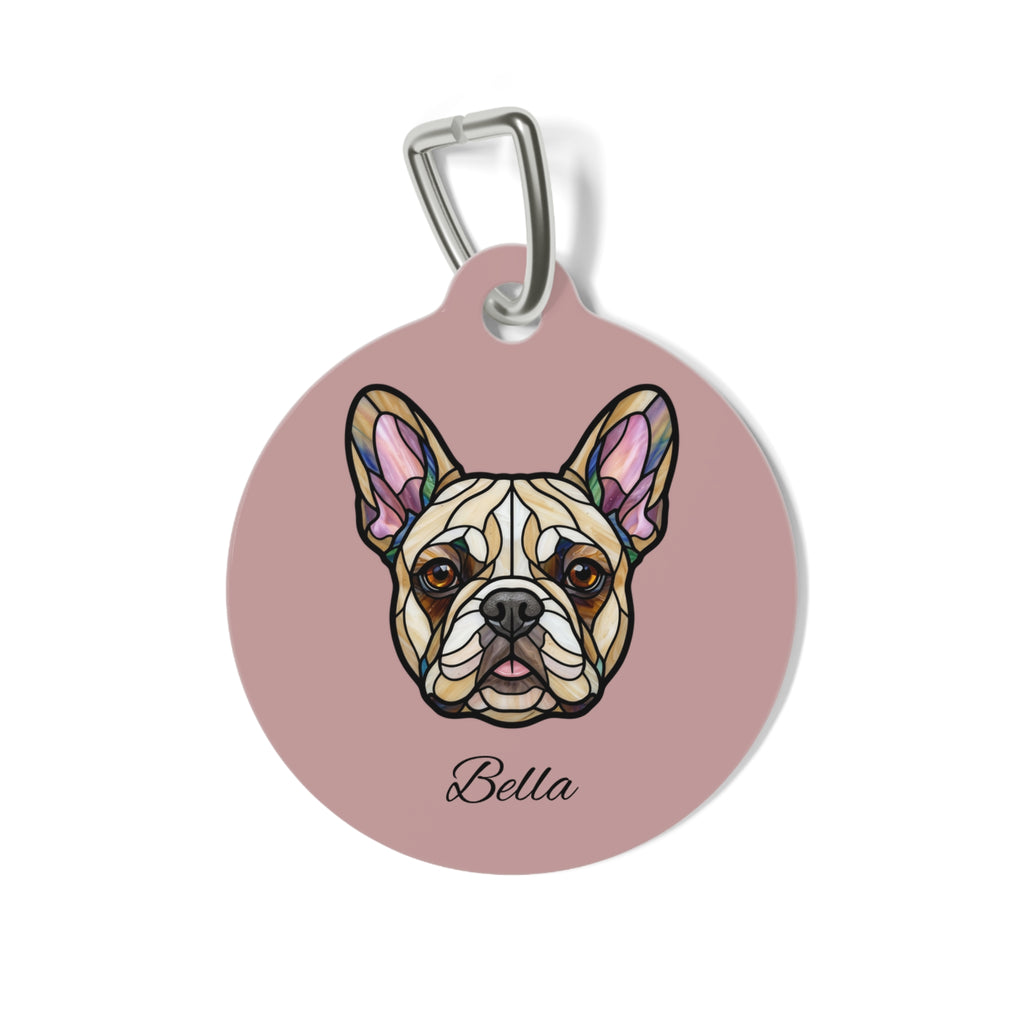 Personalized French Bulldog Peeking Pet Tag – Custom Photo & Name Tag