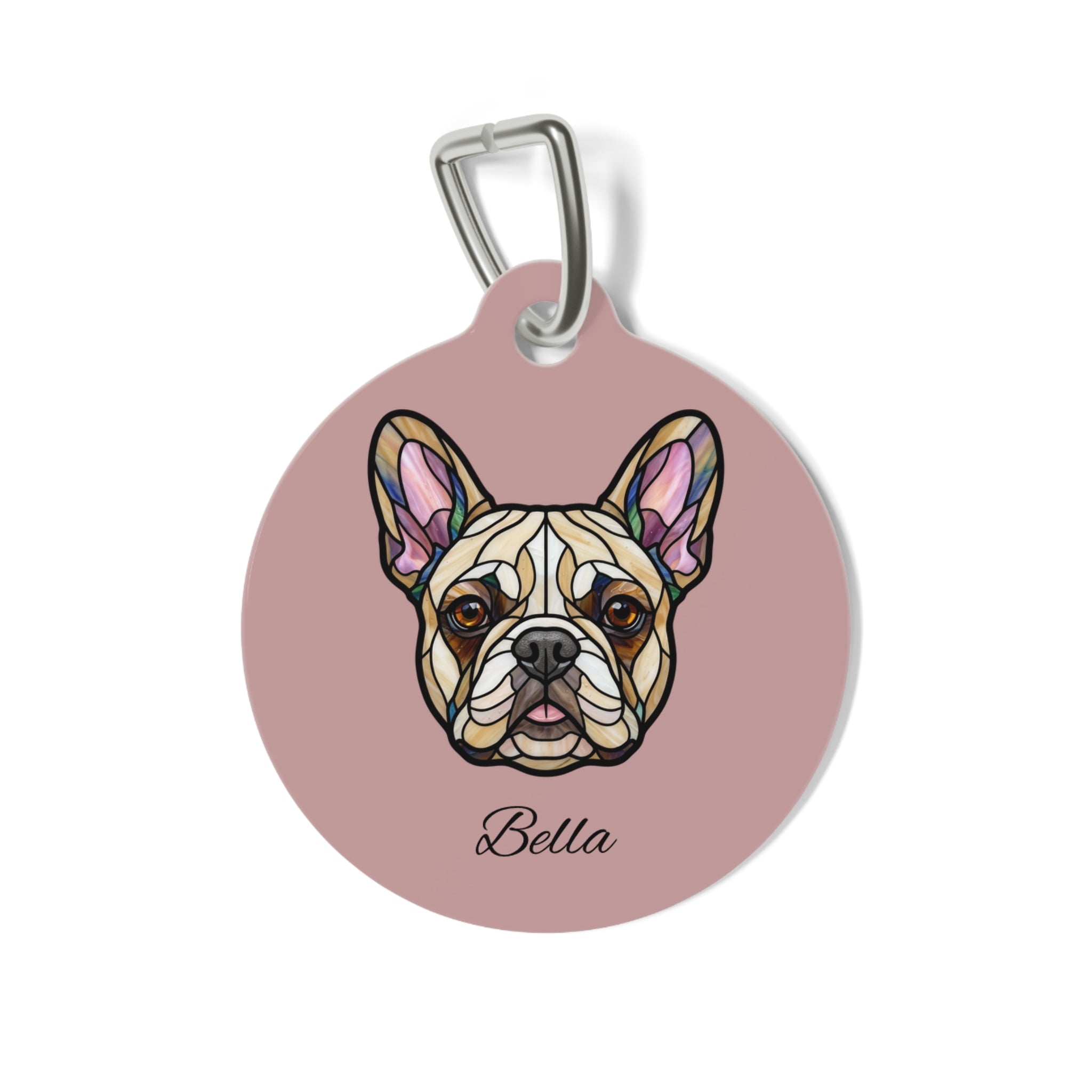 Personalized French Bulldog Peeking Pet Tag – Custom Photo & Name Tag