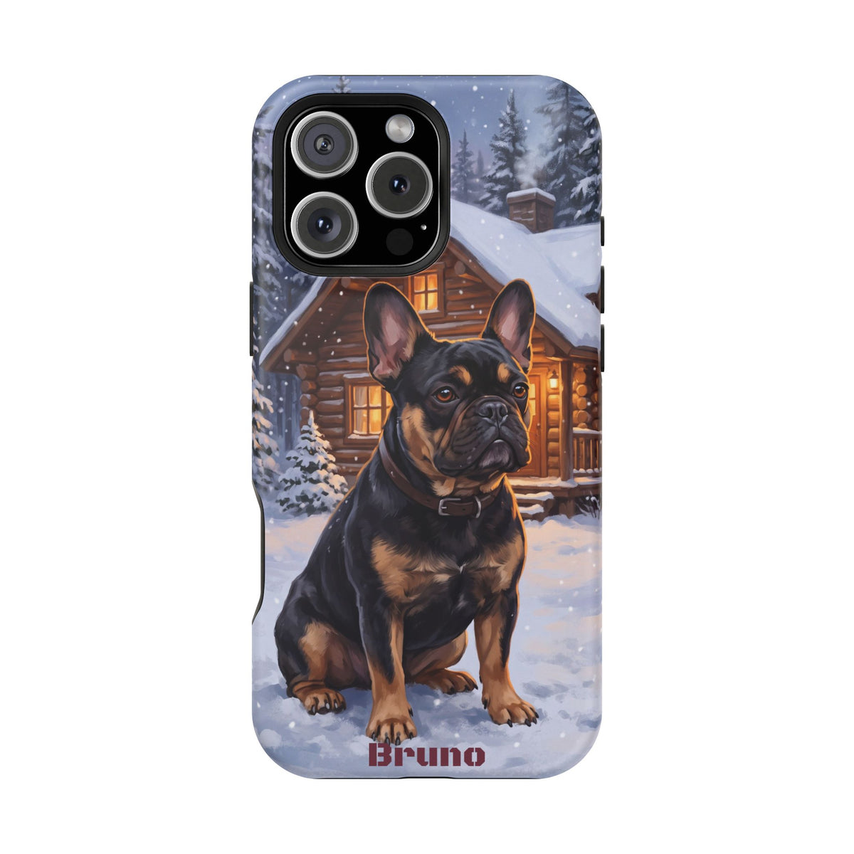Personalized French Bulldog Cozy Cabin Phone Case — Wireless Charging Cover