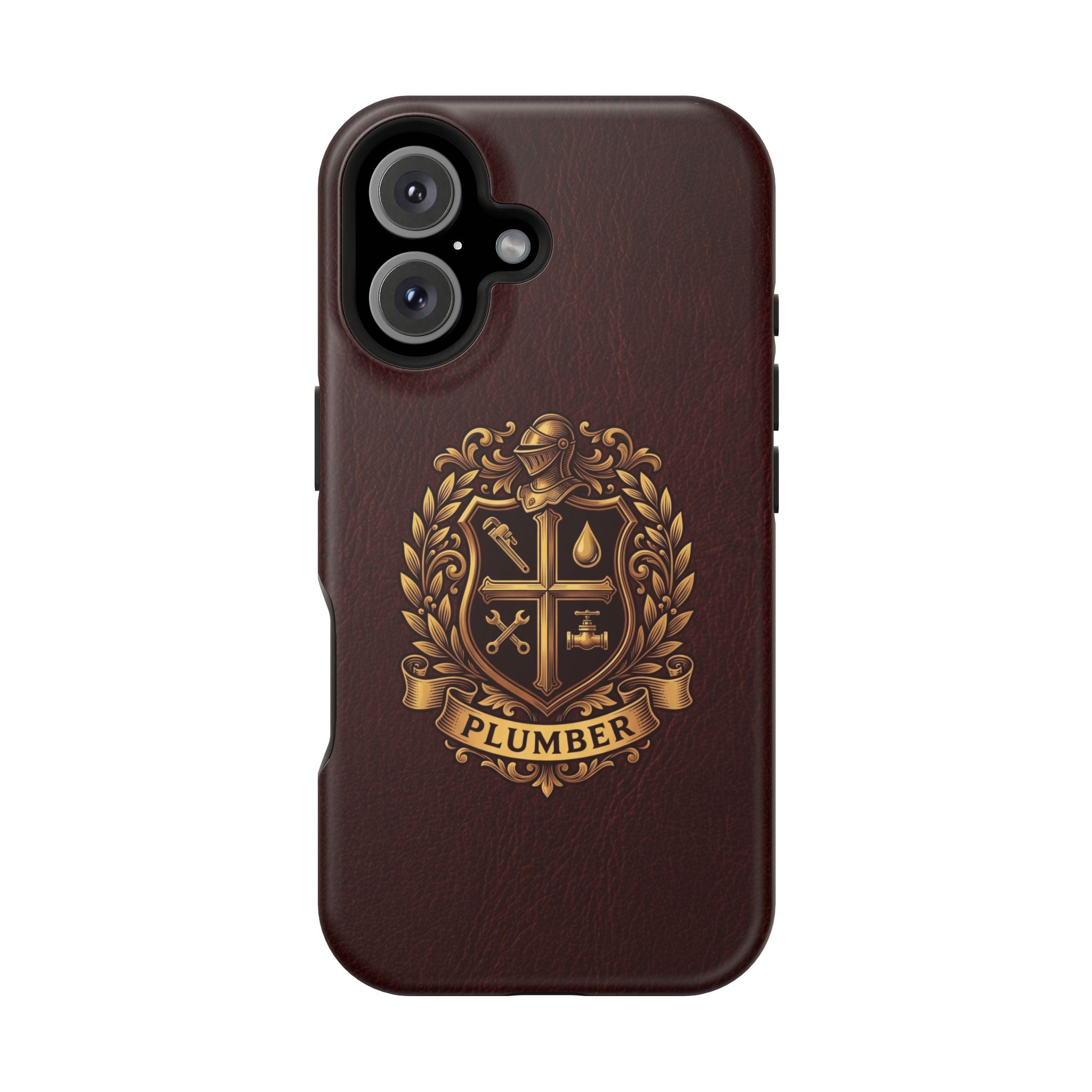 Plumber Crest Phone Case — Heraldic Shield Design Wireless Charging Cover