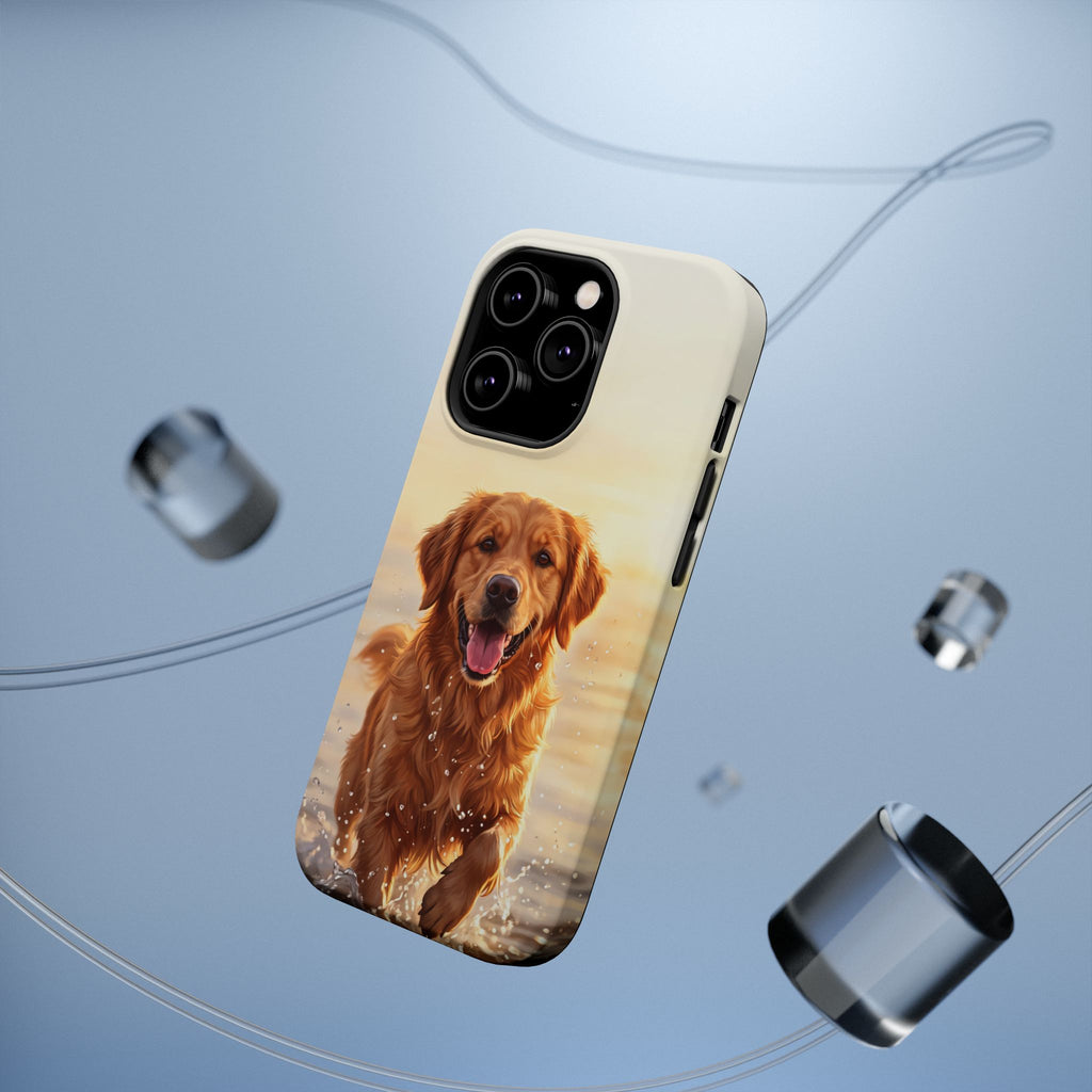Beach Golden Retriever Phone Case — Impact-Resistant Wireless Charging Cover
