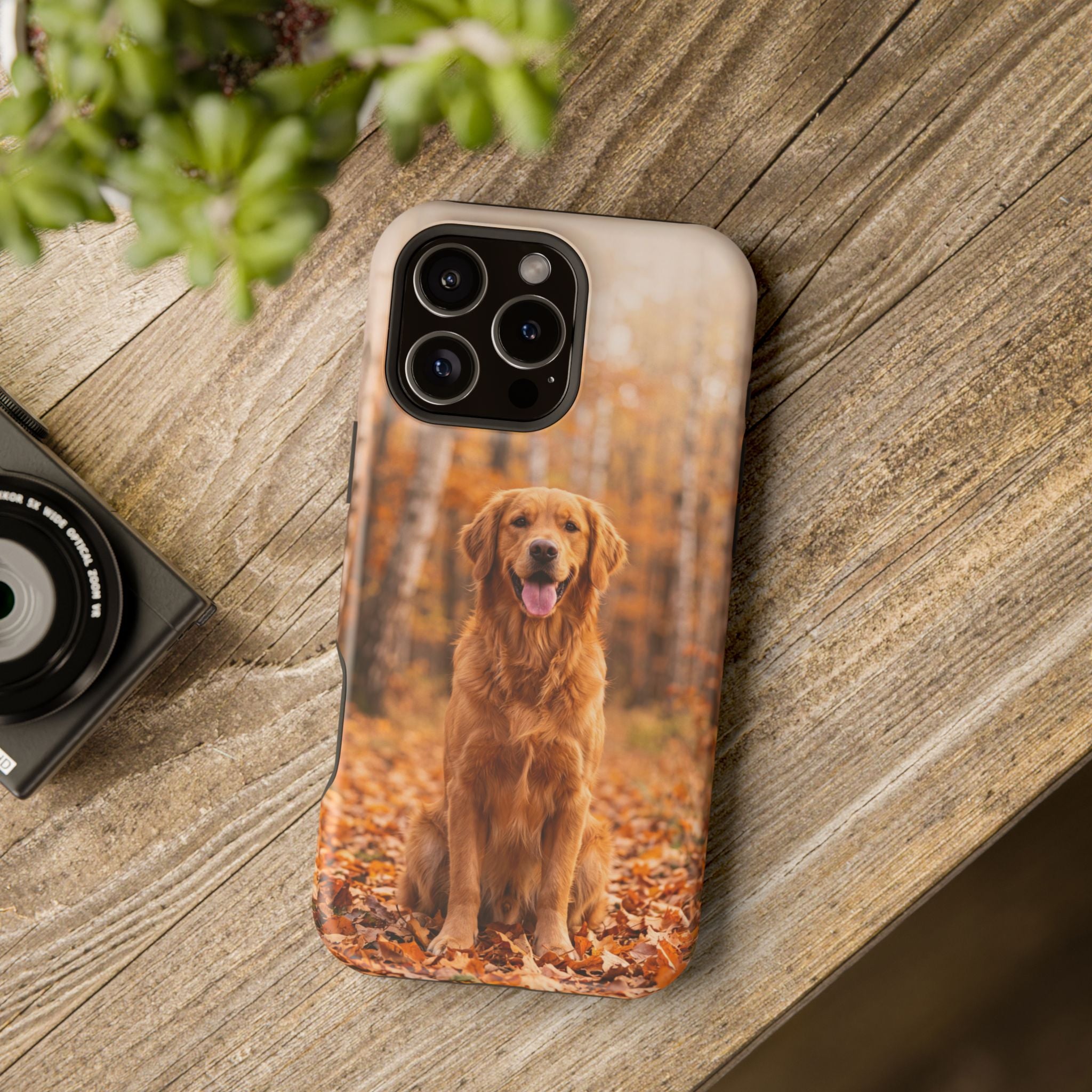 Autumn Golden Retriever Phone Case — Impact-Resistant Wireless Charging Cover