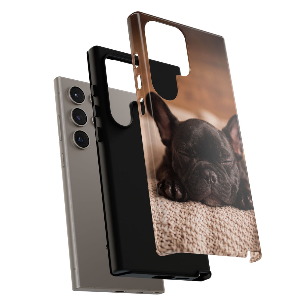 Sleeping French Bulldog Phone Case | Cozy Frenchie Resting on Blanket | iPhone & Samsung