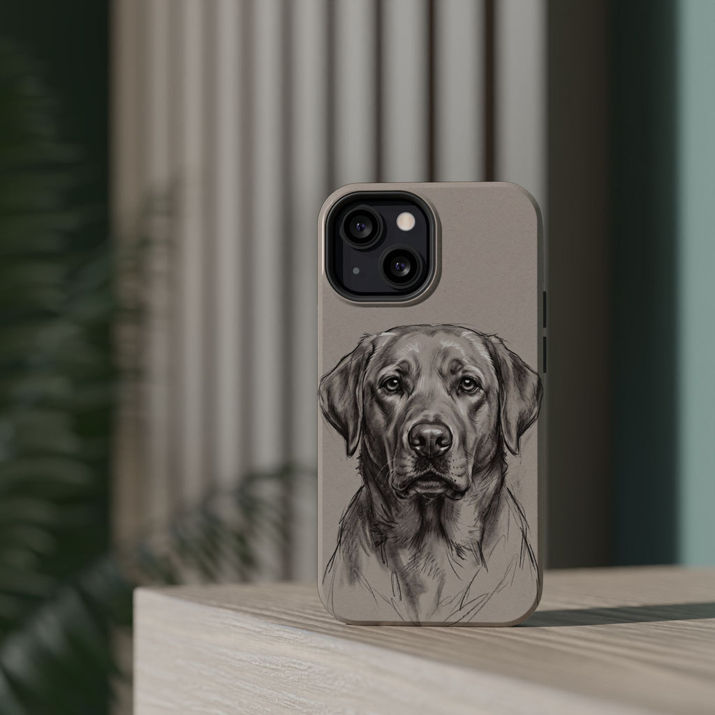 Charcoal Sketch Labrador Phone Case — Tough Magnetic Case with Wireless Charging