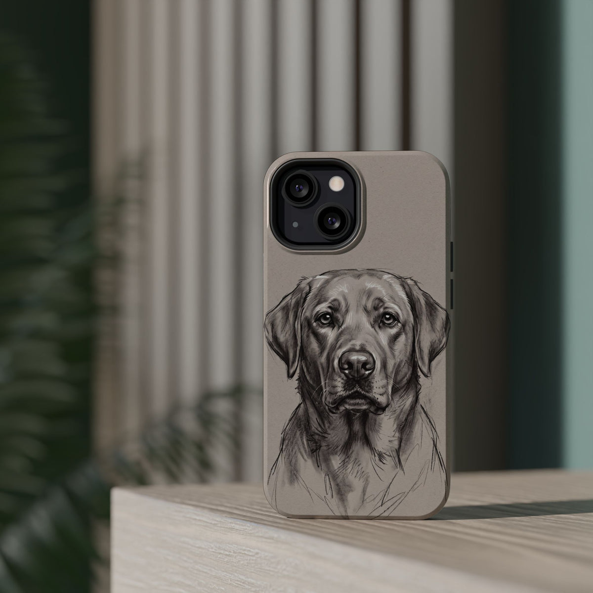 Charcoal Sketch Labrador Phone Case — Tough Magnetic Case with Wireless Charging