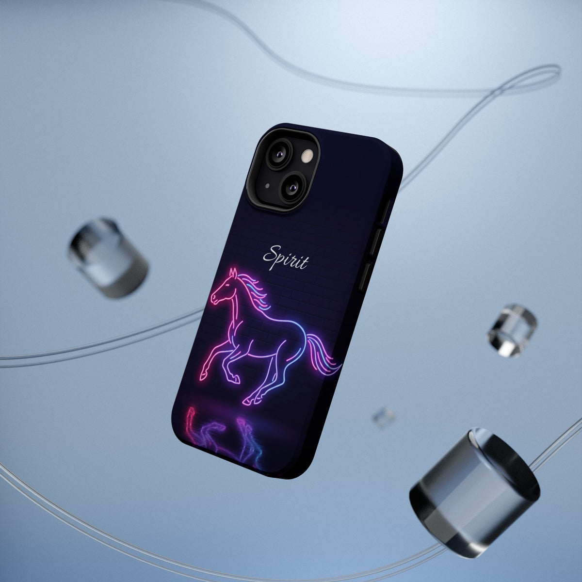 Personalized Neon Glow Horse Phone Case — Tough Magnetic Case with Wireless Charging