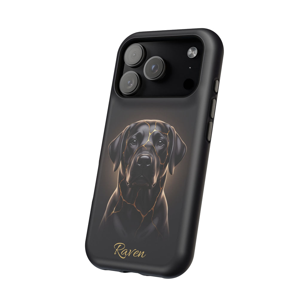 Personalized Obsidian Kintsugi Labrador Phone Case — Tough Magnetic Case with Wireless Charging