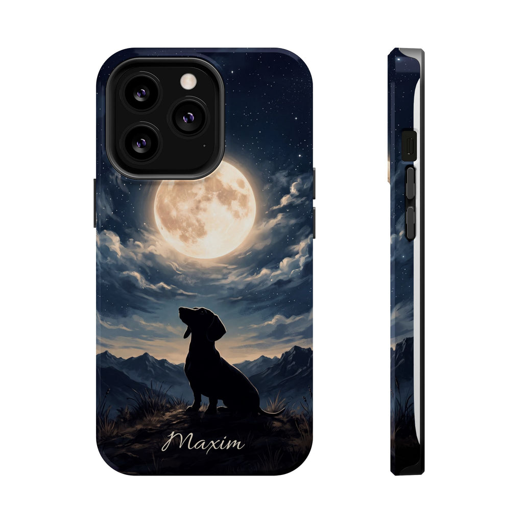 Personalized Dachshund Moonlight Phone Case — Wireless Charging Cover