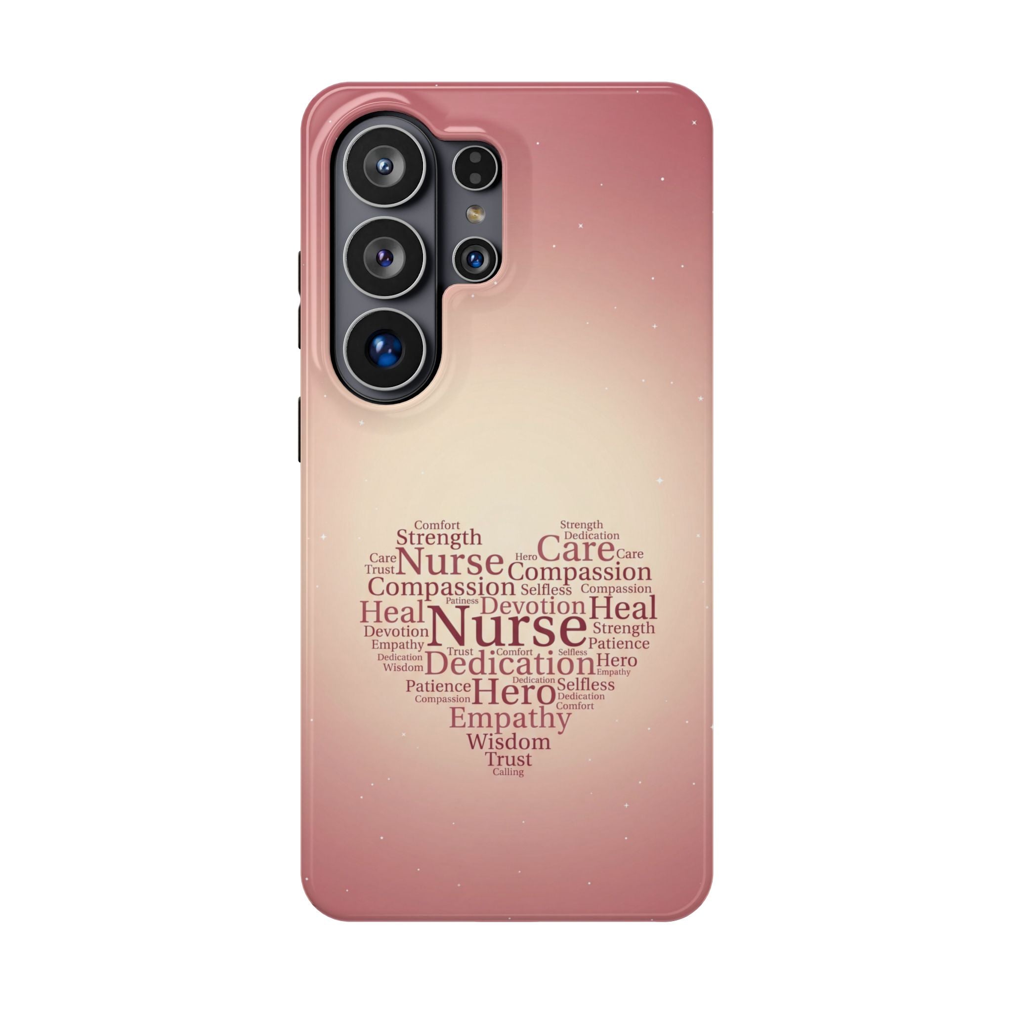 Nurse Heart Word Art Phone Case — Impact-Resistant Wireless Charging Cover
