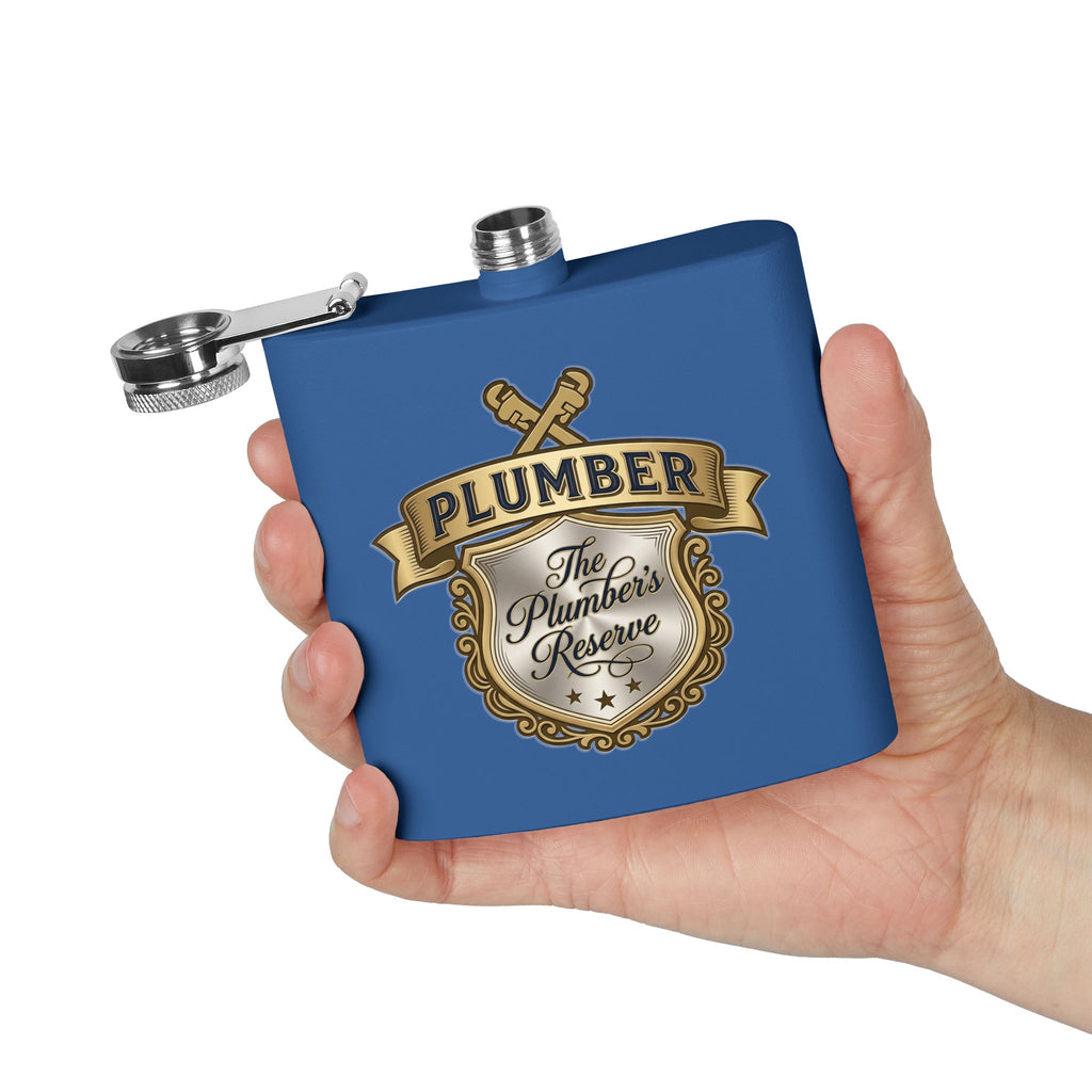 Flask — "The Plumber's Reserve" 6oz Stainless Steel Hip Flask