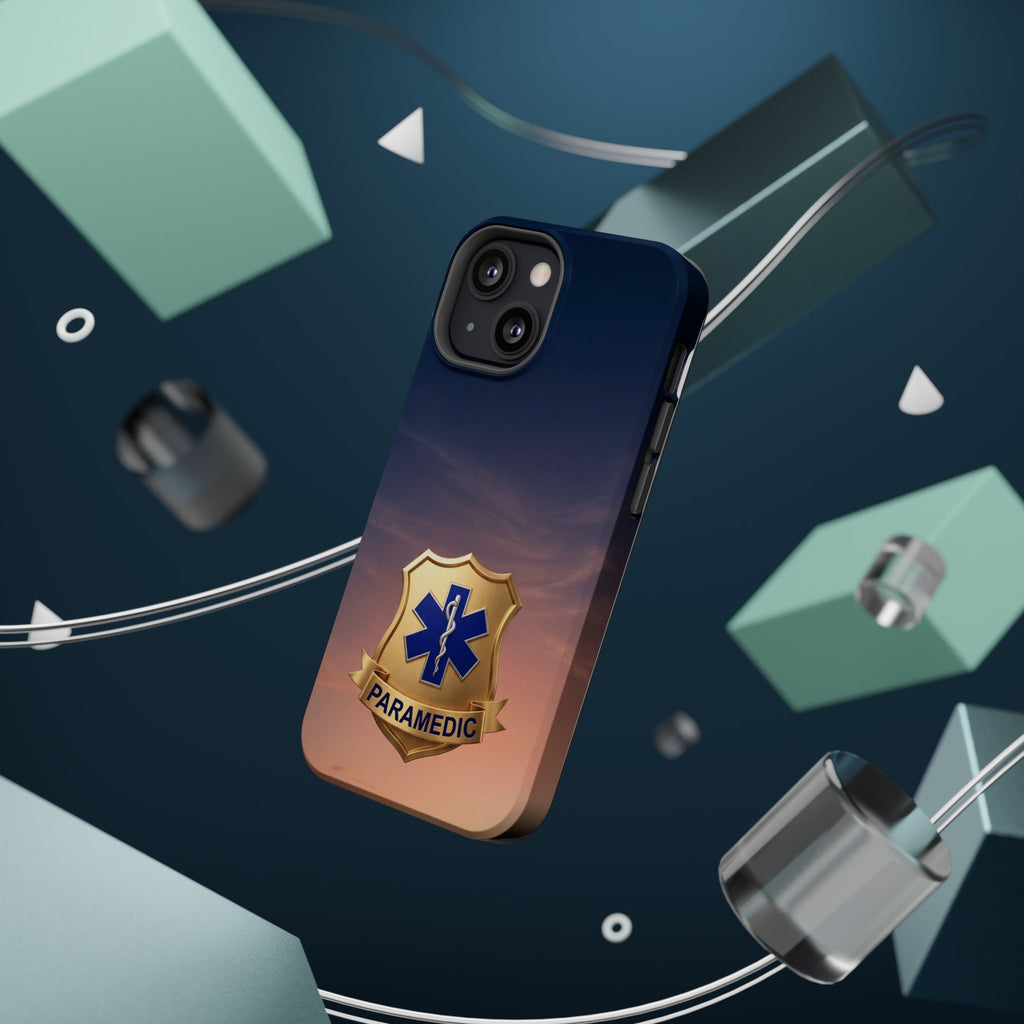 Gold Paramedic Badge Sunset Sky Phone Case — Magnetic Wireless Charging Cover