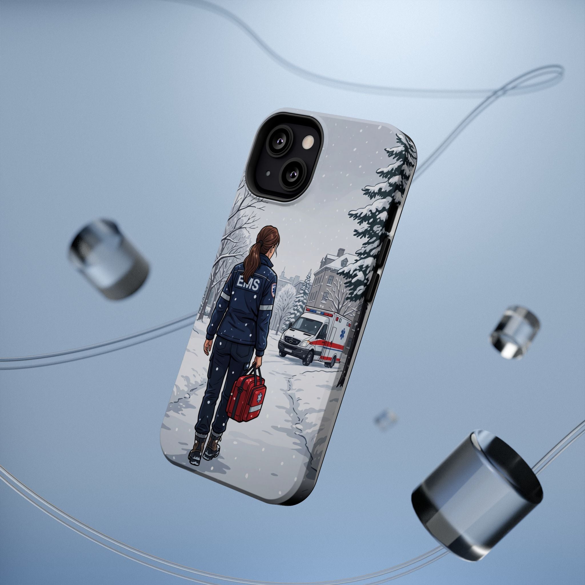 Paramedic/EMT Winter Phone Case — Magnetic Wireless Charging Cover