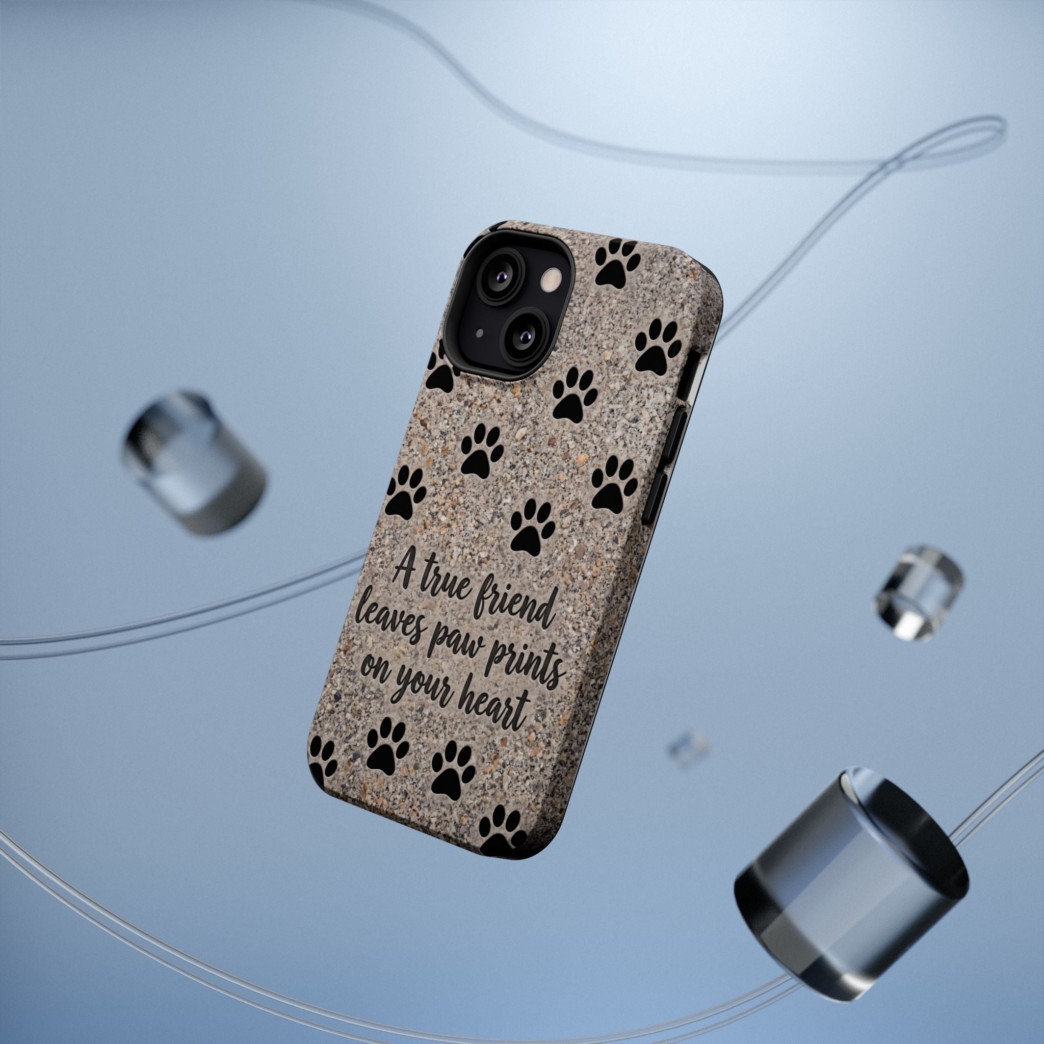 "A True Friend Leaves Paw Prints On Your Heart" Phone Case | Sentimental Stone-Texture Dog Paw Print Case | iPhone & Samsung