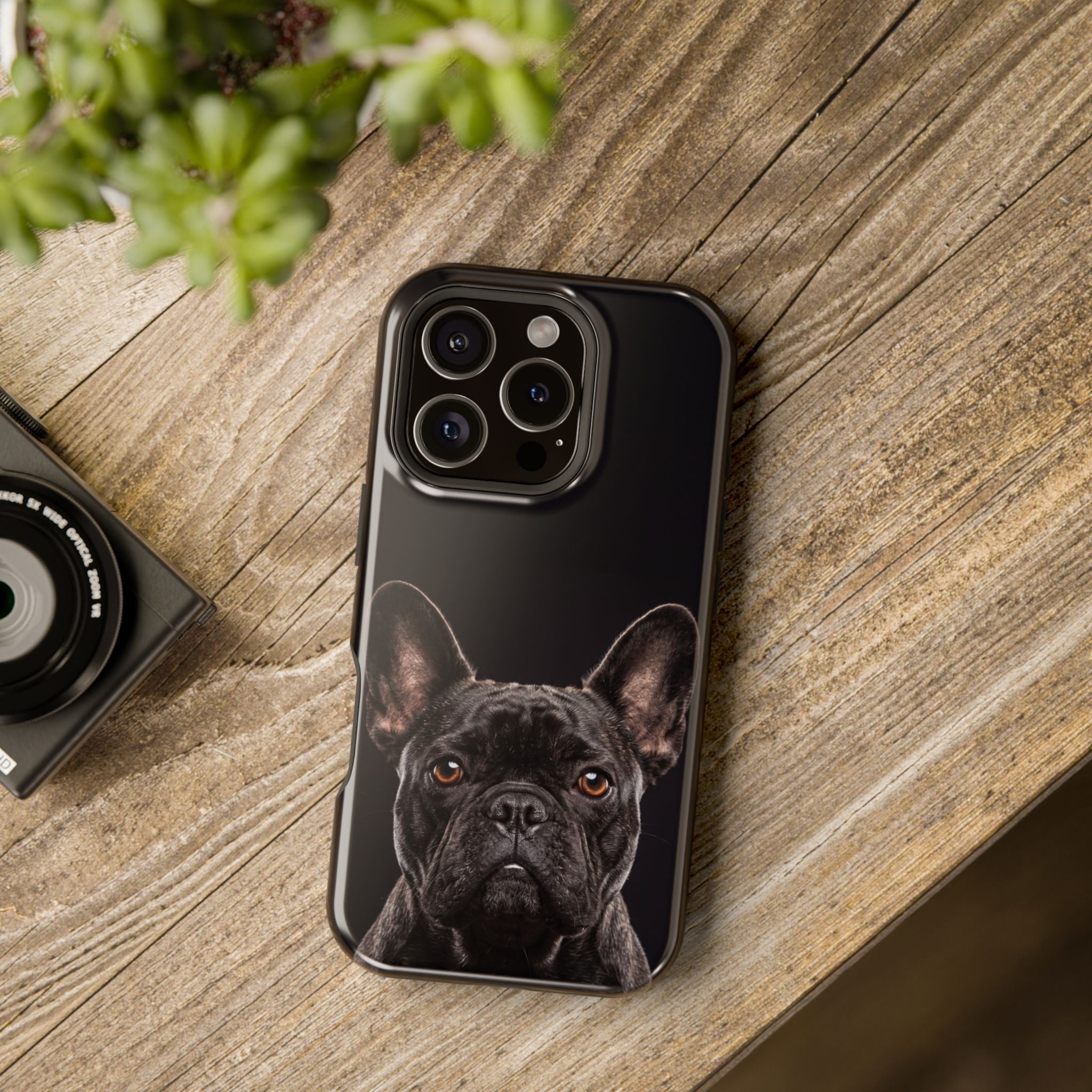 Black French Bulldog Phone Case — Impact-Resistant Wireless Charging Cover
