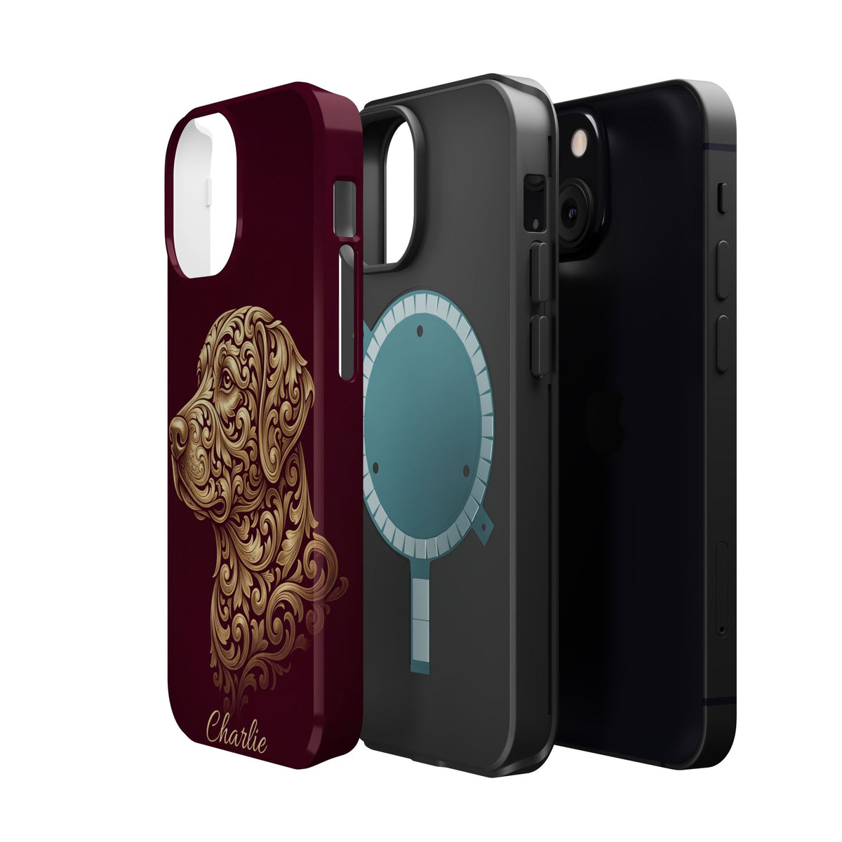 Personalized Gold Filigree Labrador Phone Case — Tough Magnetic Case with Wireless Charging