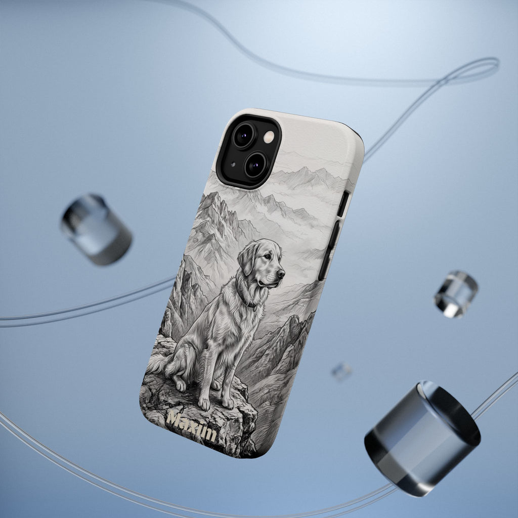 Personalized Golden Retriever Mountain Peak Phone Case — Wireless Charging Cover