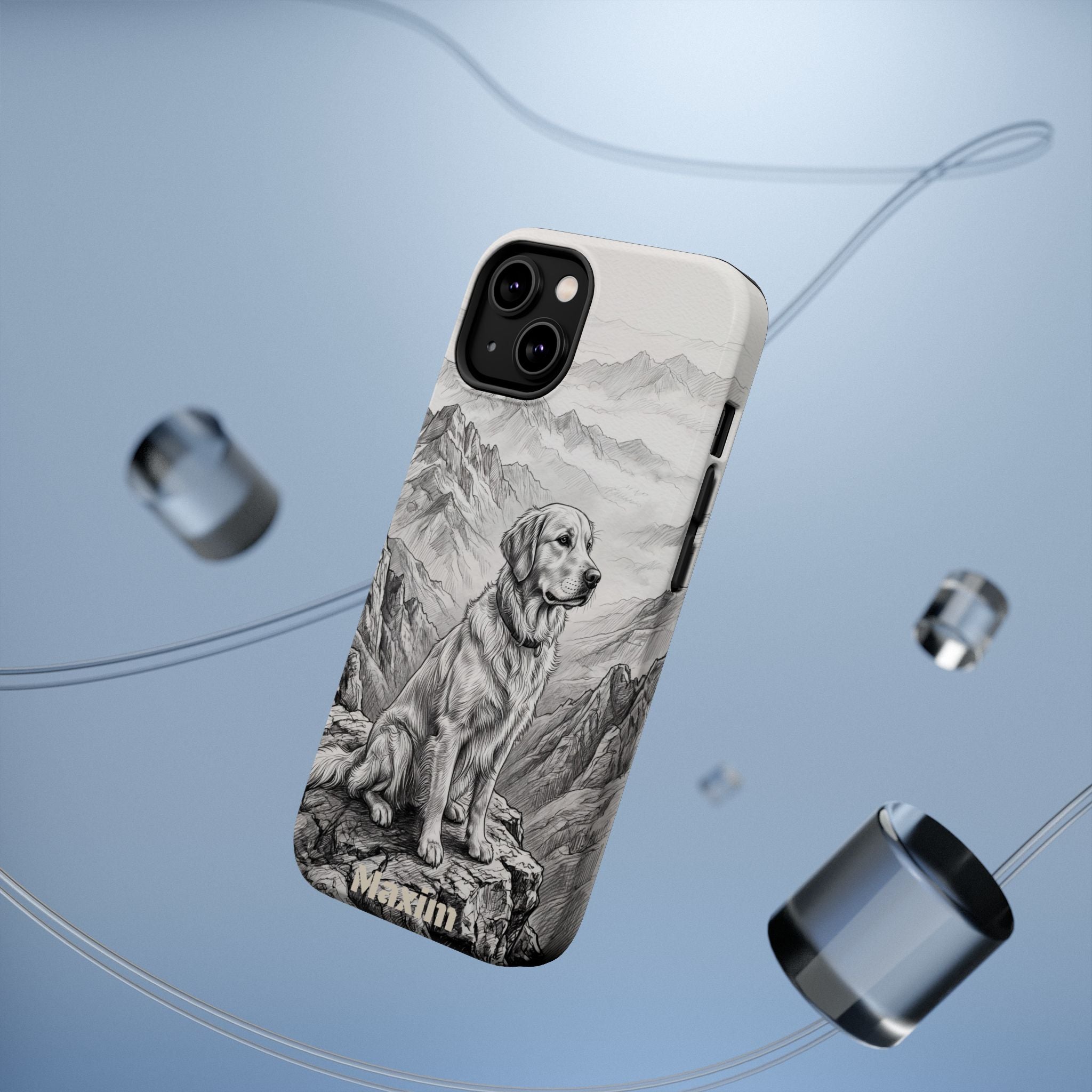 Personalized Golden Retriever Mountain Peak Phone Case — Wireless Charging Cover