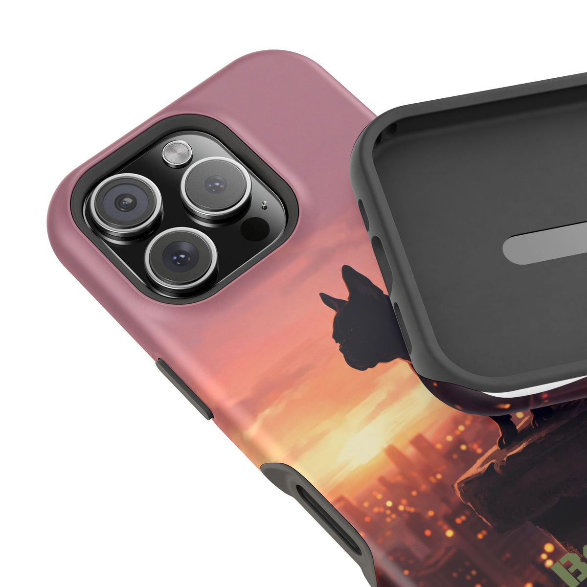 Personalized French Bulldog City Skyline Sunset Phone Case — Wireless Charging Cover