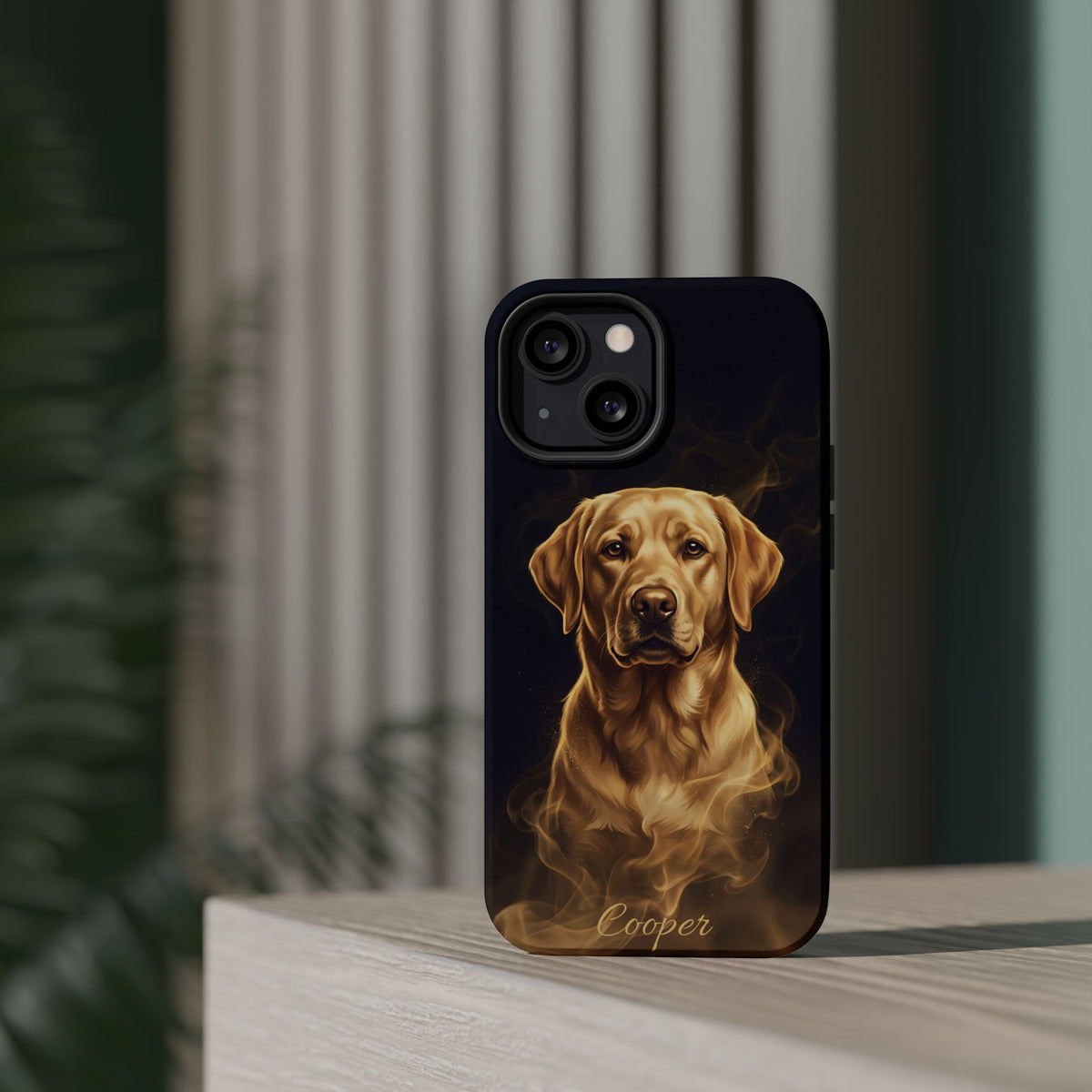 Personalized Gold Smoke Labrador Phone Case — Tough Magnetic Case with Wireless Charging