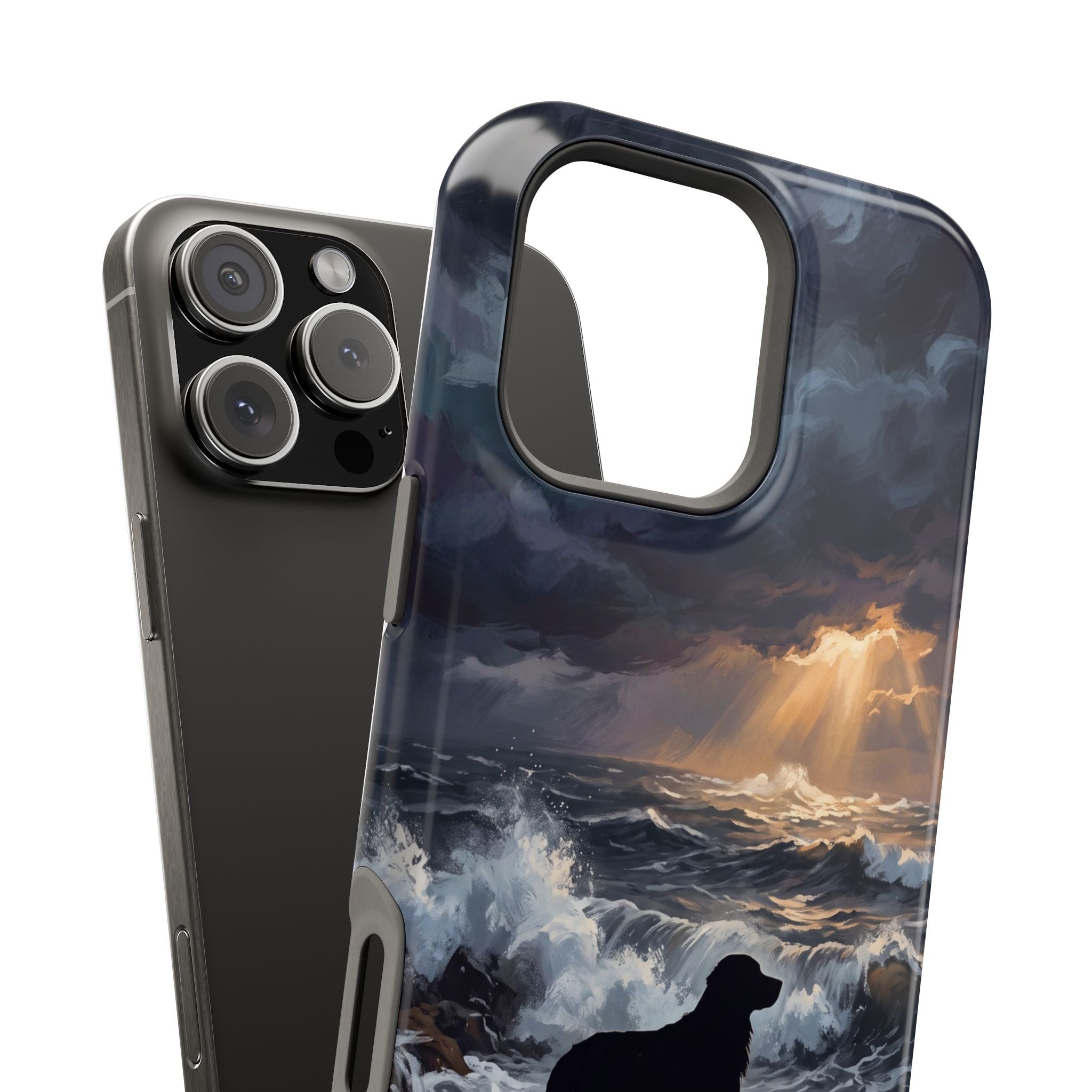 Personalized Golden Retriever Stormy Sea Phone Case — Wireless Charging Cover