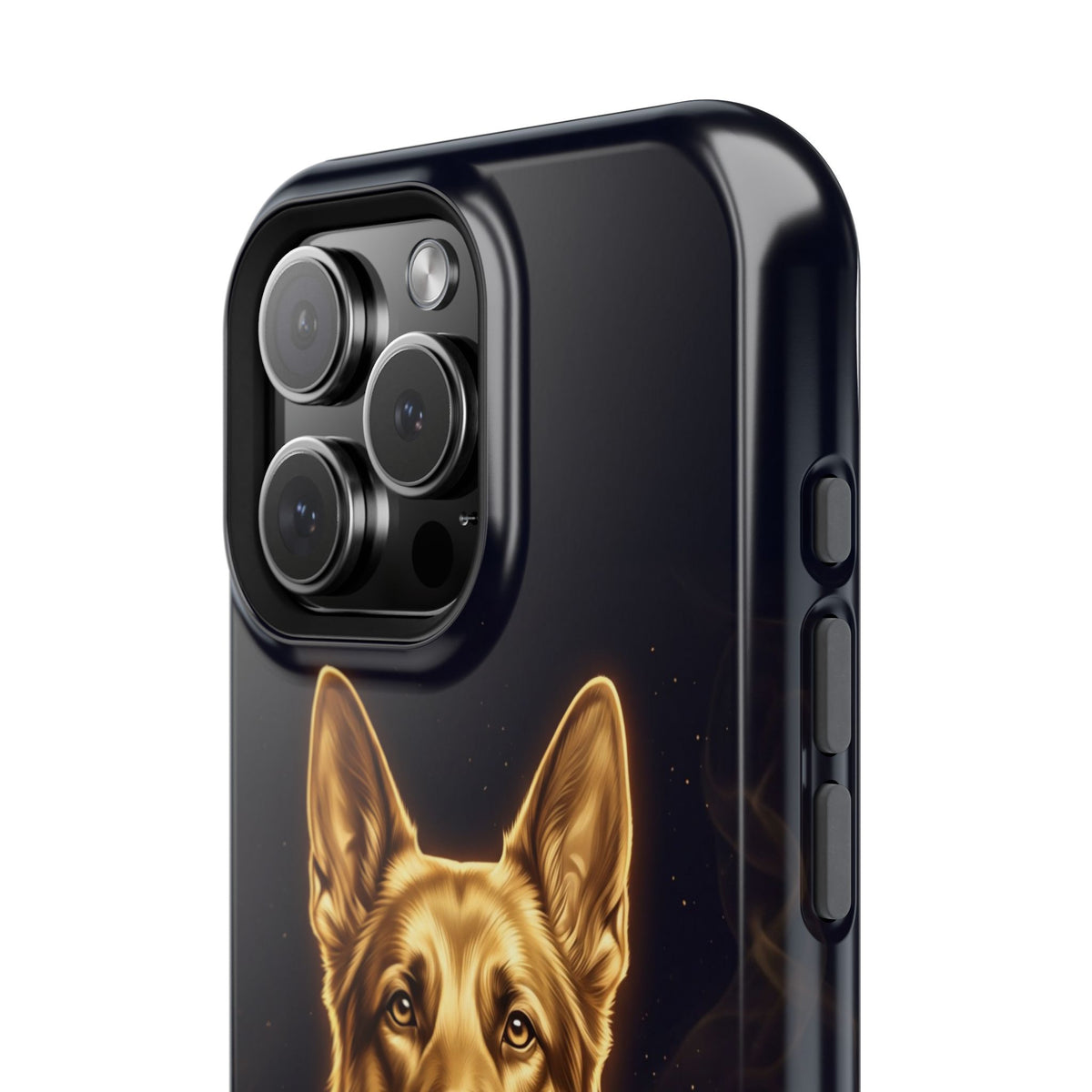 German Shepherd Phone Case | Personalized Gold Glow Art — Tough Magnetic Case with Wireless Charging