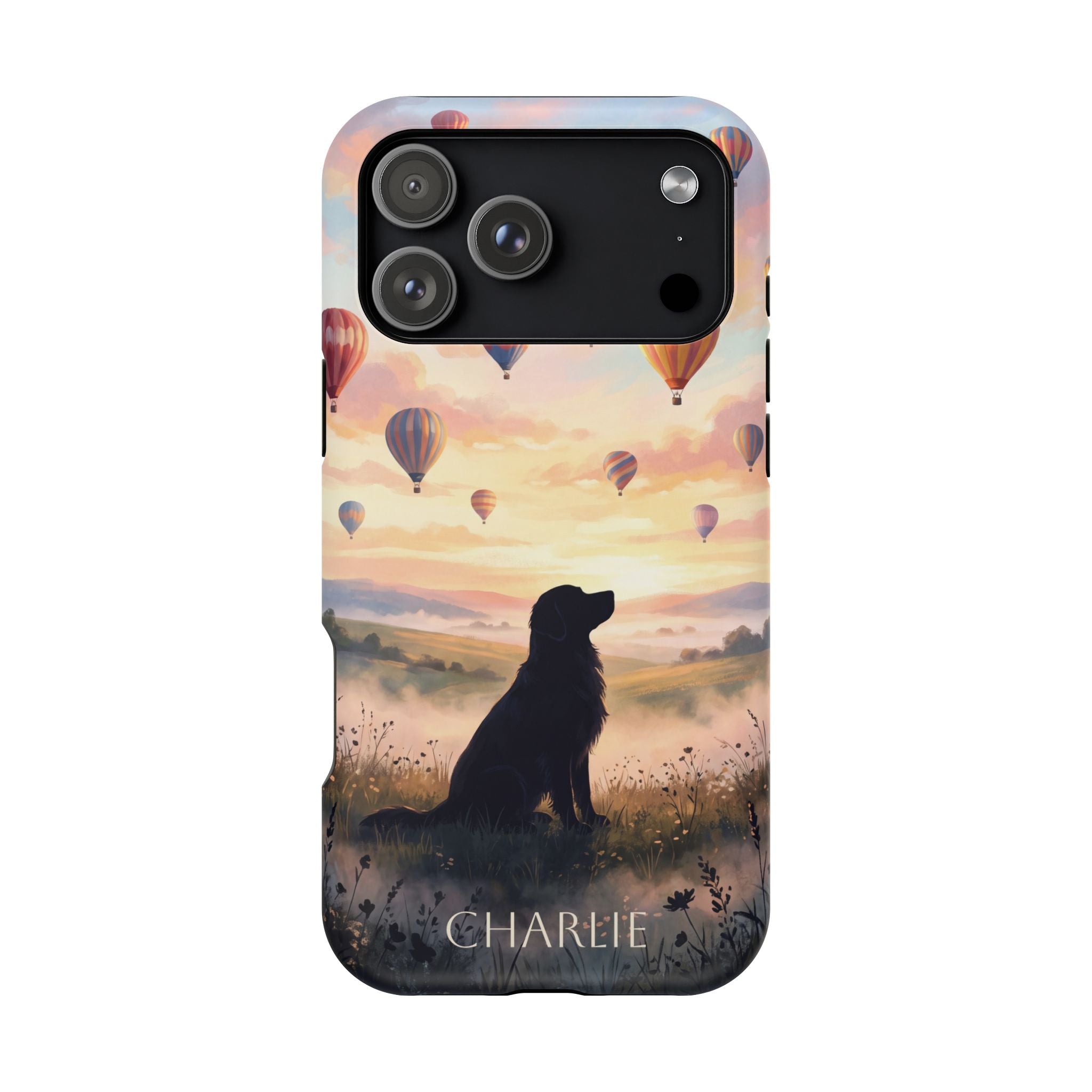 Personalized Golden Retriever Hot Air Balloon Phone Case — Wireless Charging Cover