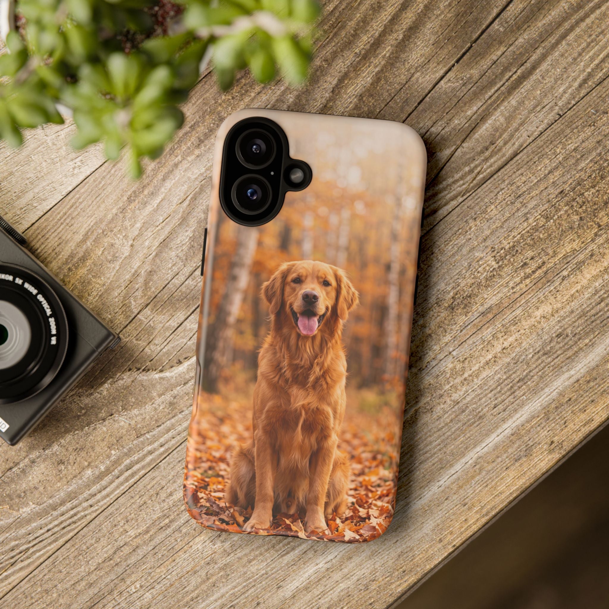 Golden Retriever Autumn Forest Phone Case | Happy Dog in Fall Foliage | Samsung & iPhone