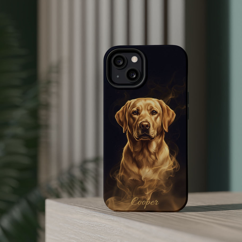 Personalized Gold Smoke Labrador Phone Case — Tough Magnetic Case with Wireless Charging