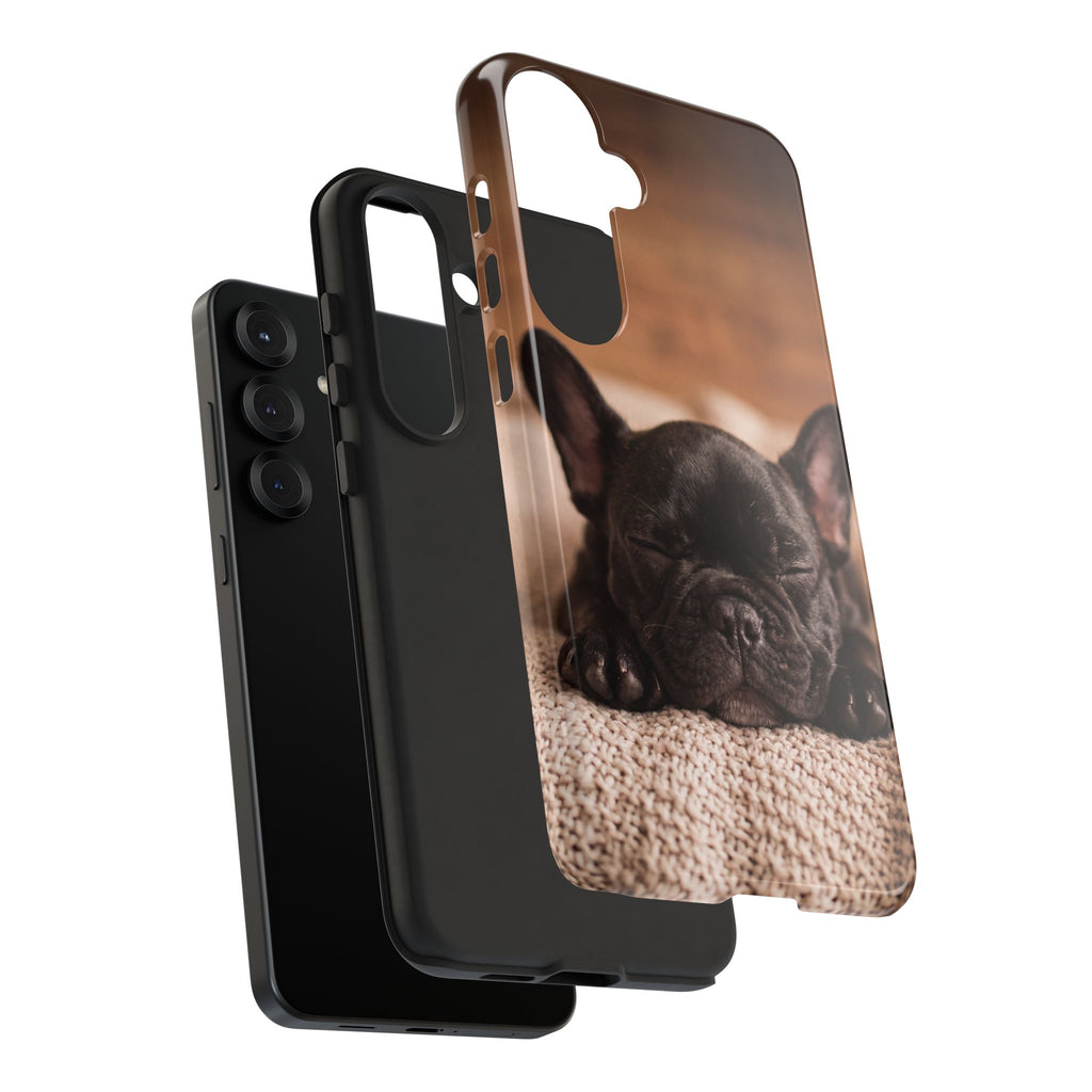 Sleeping French Bulldog Phone Case | Cozy Frenchie Resting on Blanket | iPhone & Samsung