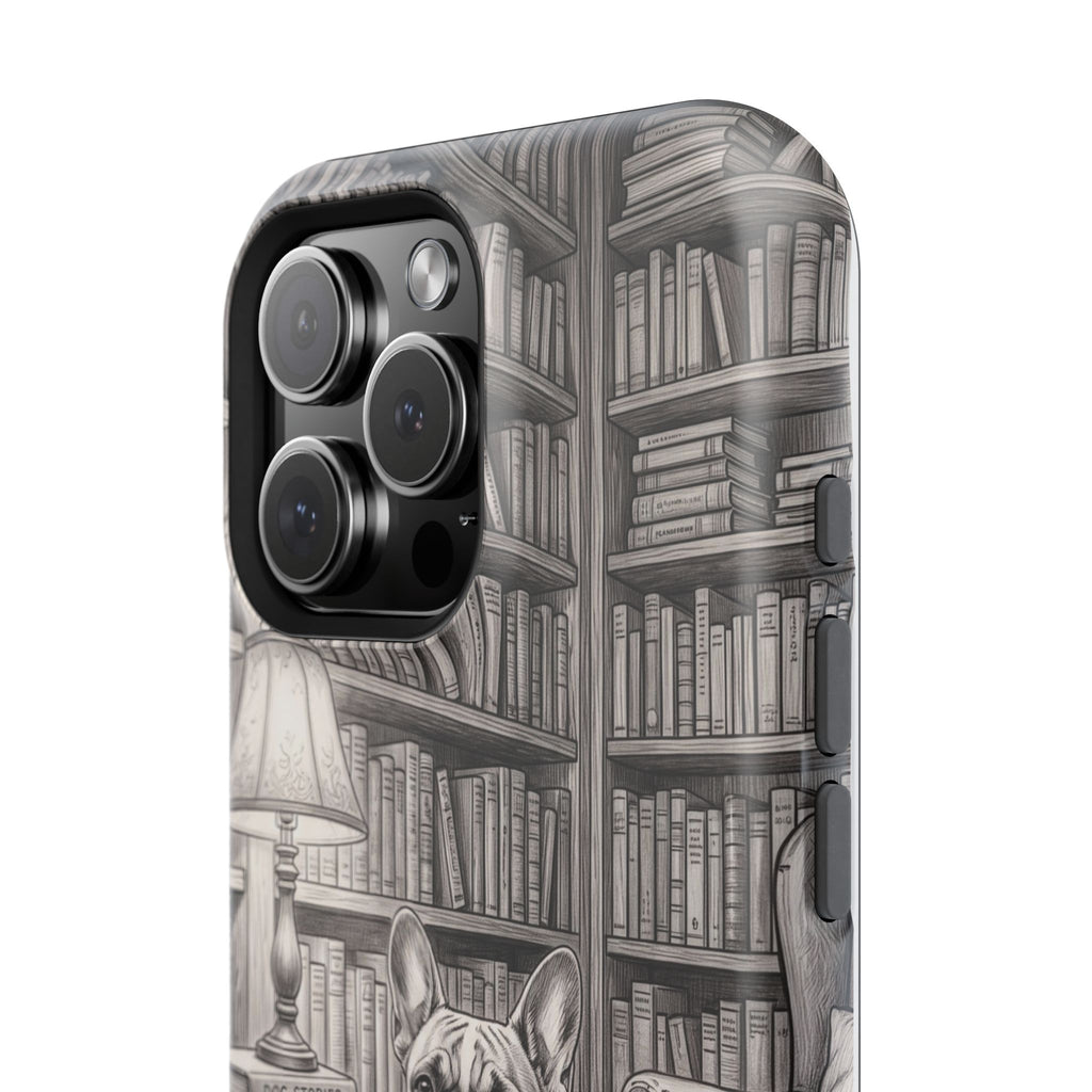 Personalized French Bulldog Library Study Phone Case — Wireless Charging Cover