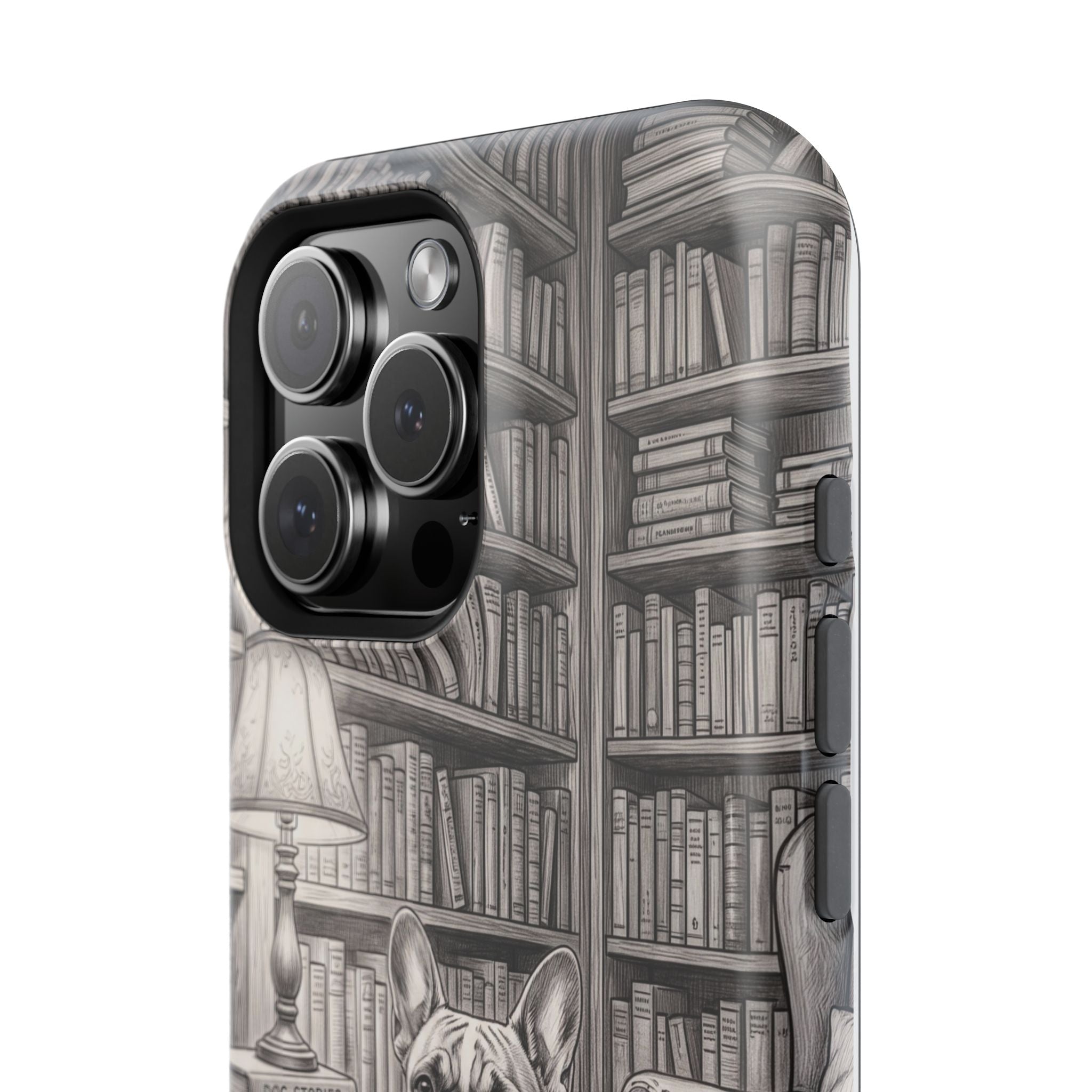 Personalized French Bulldog Library Study Phone Case — Wireless Charging Cover