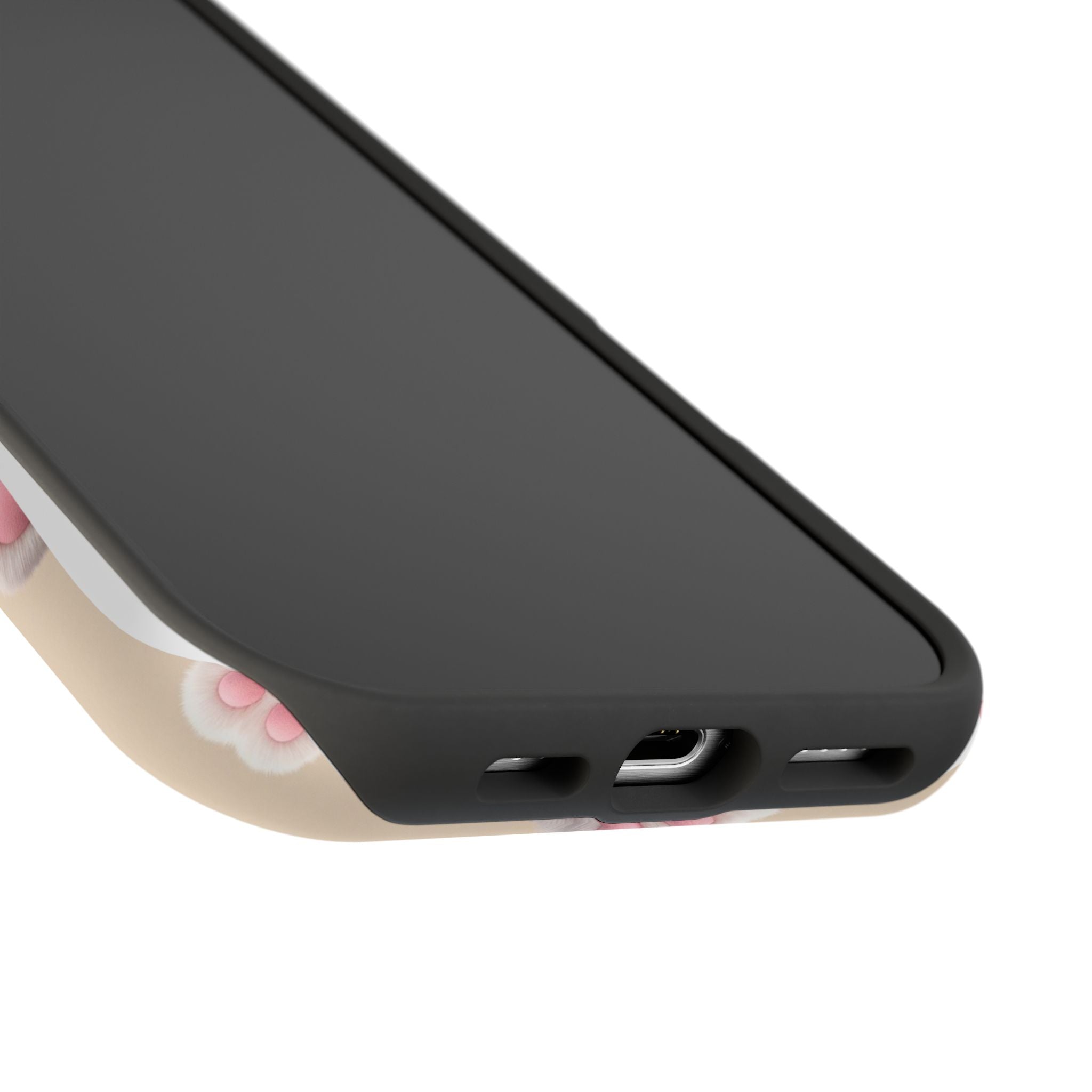 Pink Paw Print Phone Case — Impact-Resistant Wireless Charging Cover