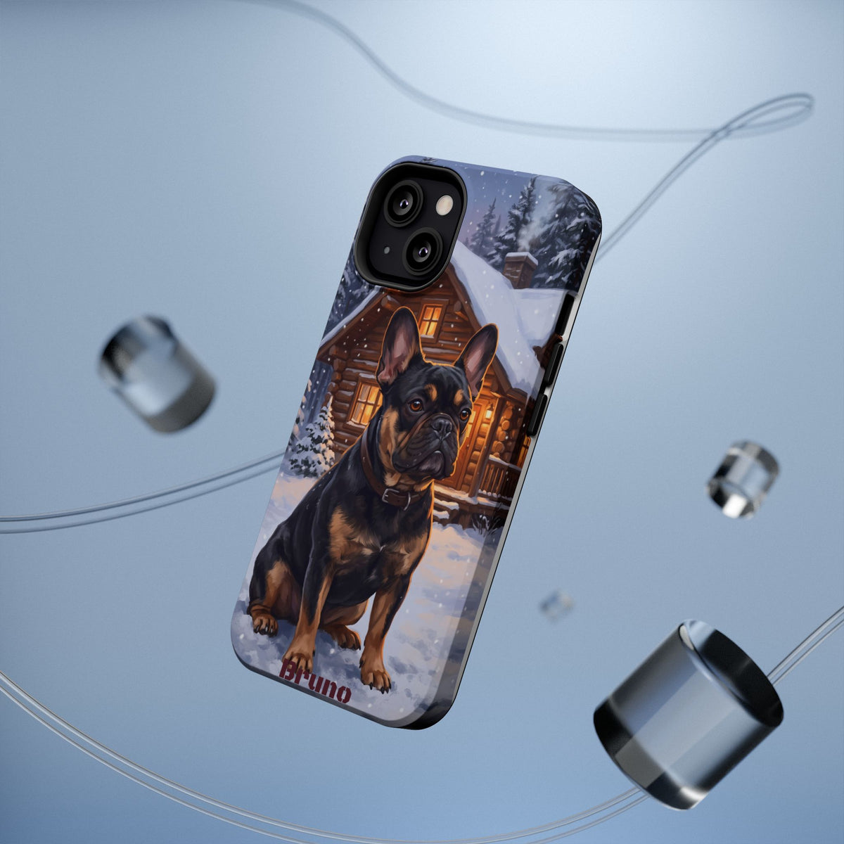 Personalized French Bulldog Cozy Cabin Phone Case — Wireless Charging Cover
