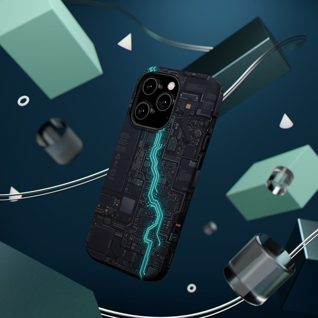 Cyan Bolt Electrician Phone Case — Electric Circuit Wireless Charging Cover