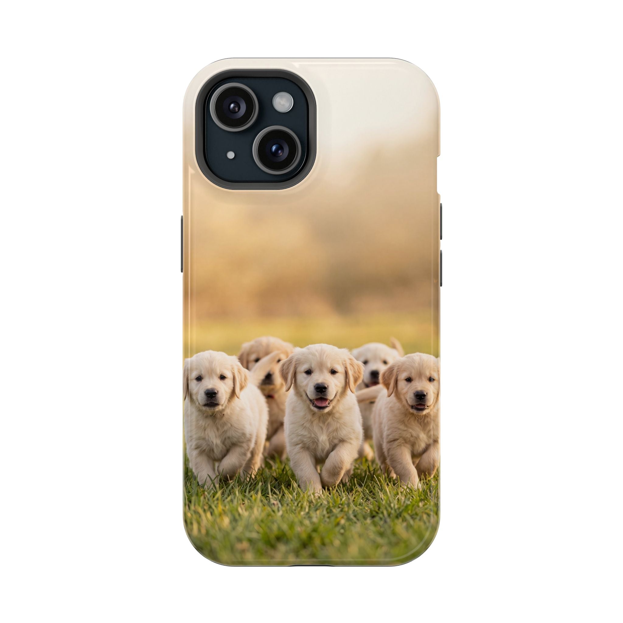 Golden Retriever Puppies Phone Case — Impact-Resistant Wireless Charging Cover