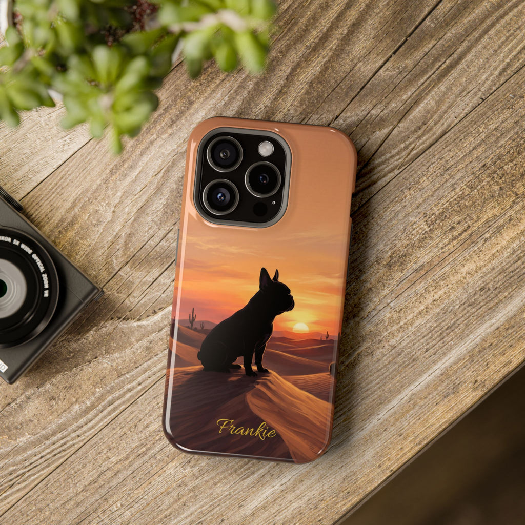 Personalized French Bulldog Desert Sunset Phone Case — Wireless Charging Cover