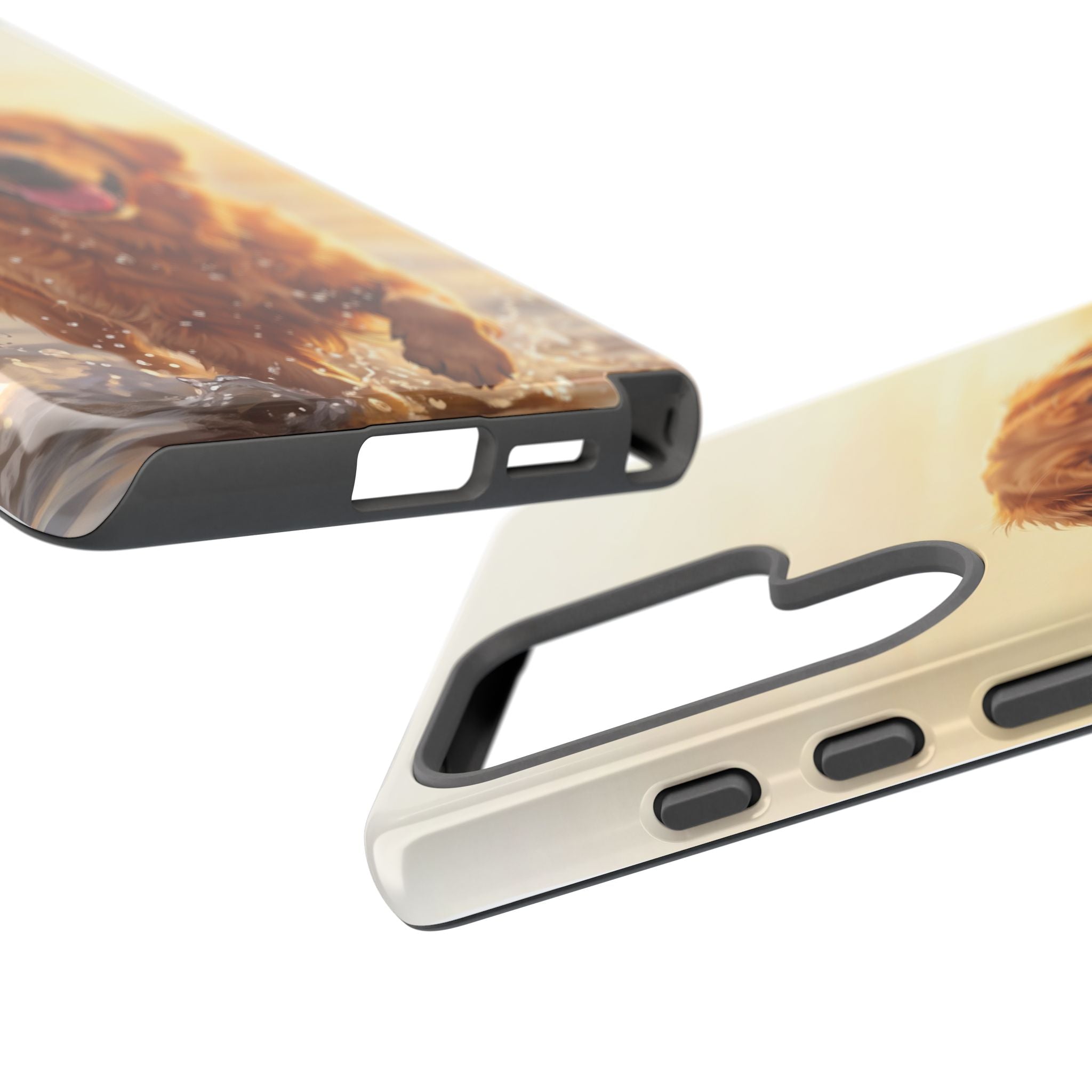 Golden Retriever Splashing in Water Phone Case | Joyful Dog at Golden Hour | iPhone & Samsung