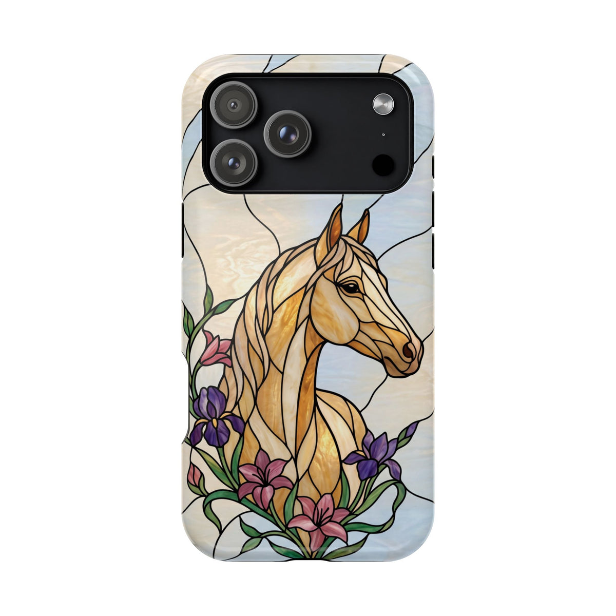 Floral Stained Glass Horse Phone Case — Tough Magnetic Case with Wireless Charging
