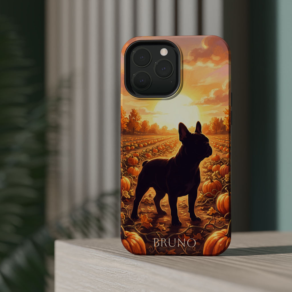 Personalized French Bulldog Pumpkin Patch Phone Case — Wireless Charging Cover