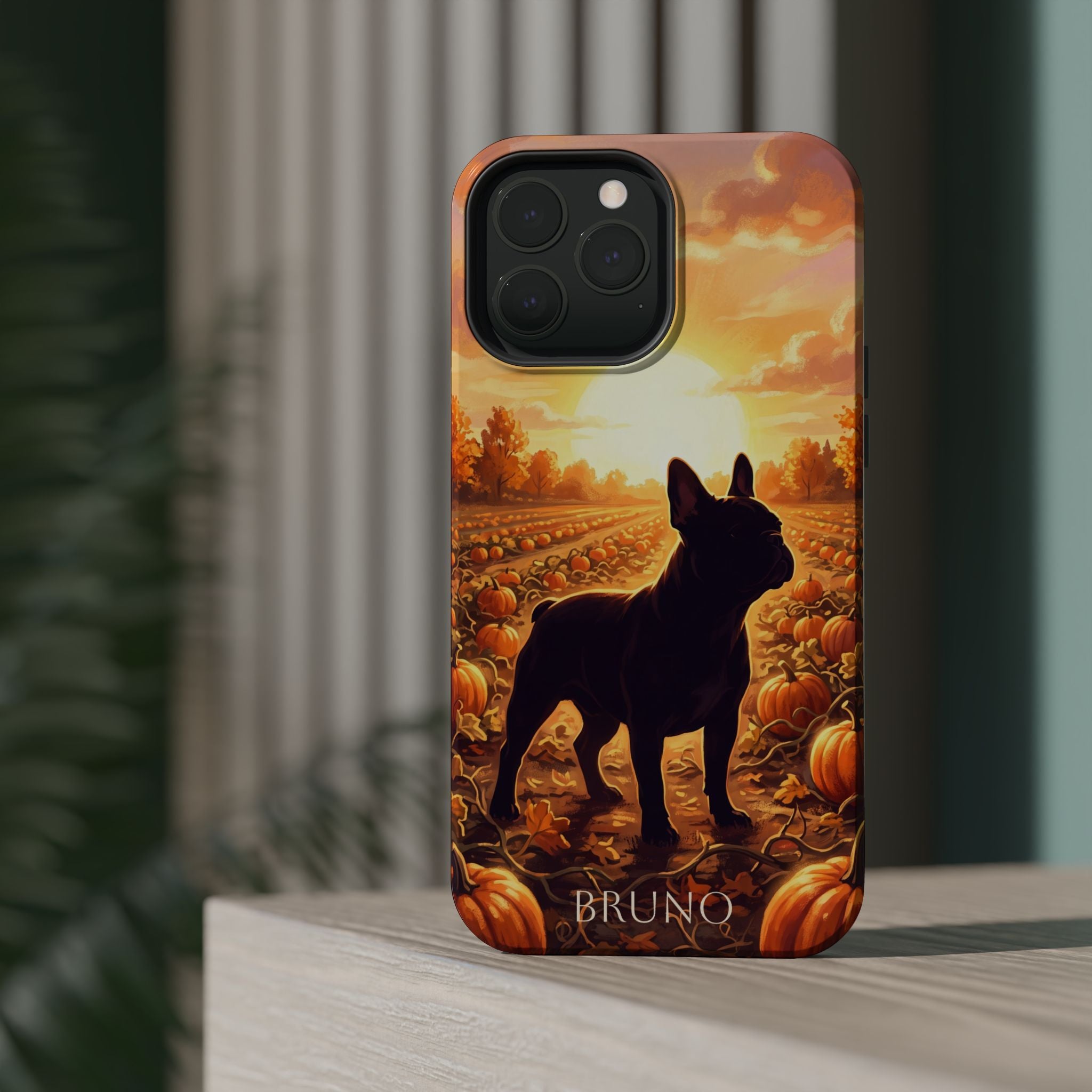 Personalized French Bulldog Pumpkin Patch Phone Case — Wireless Charging Cover