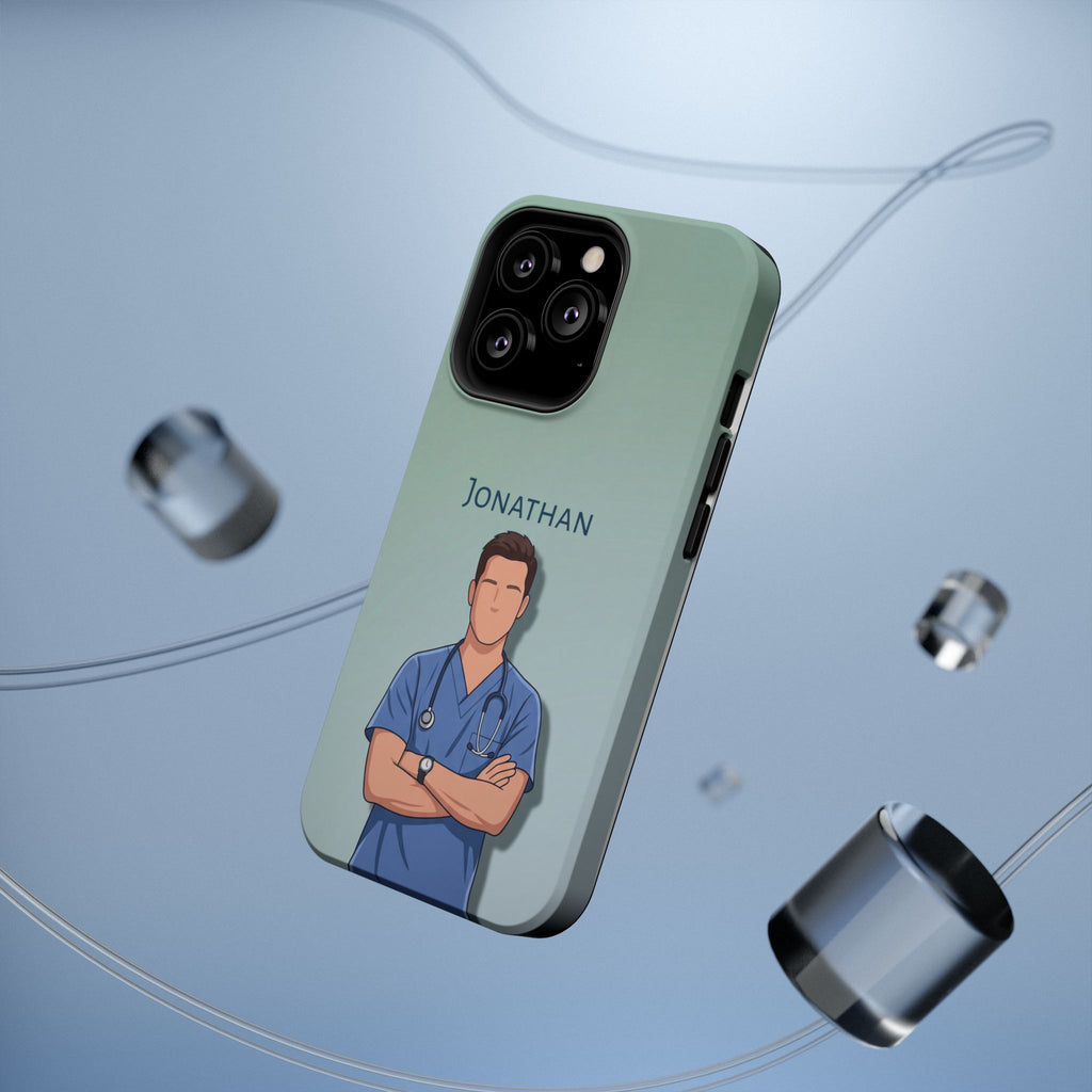 Personalized Nurse Portrait Phone Case — Impact-Resistant Wireless Charging Cover