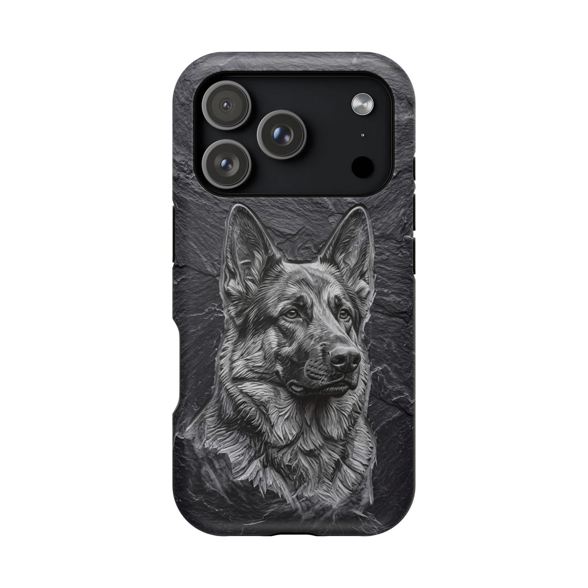 German Shepherd Phone Case | Carved Stone Art — Tough Magnetic Case with Wireless Charging