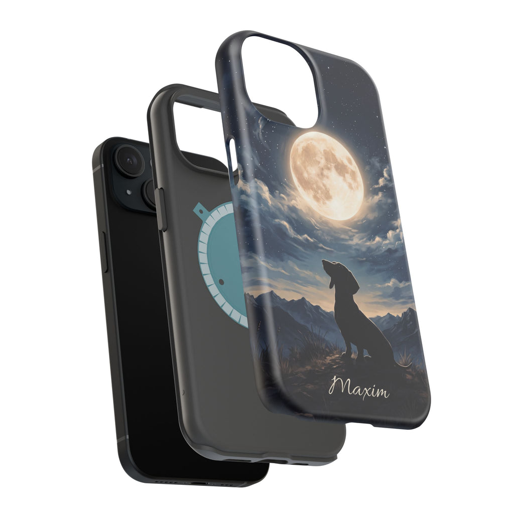 Personalized Dachshund Moonlight Phone Case — Wireless Charging Cover