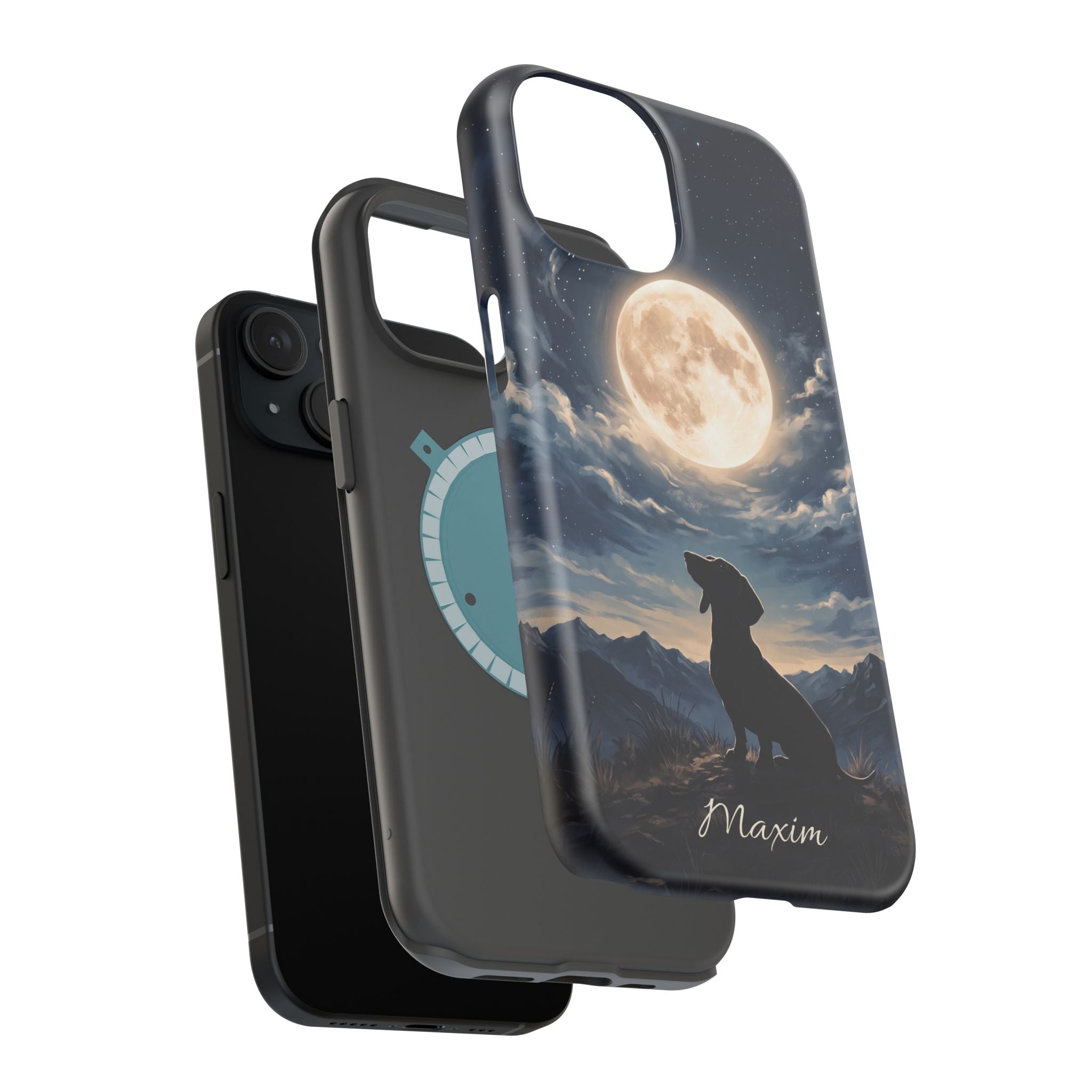 Personalized Dachshund Moonlight Phone Case — Wireless Charging Cover