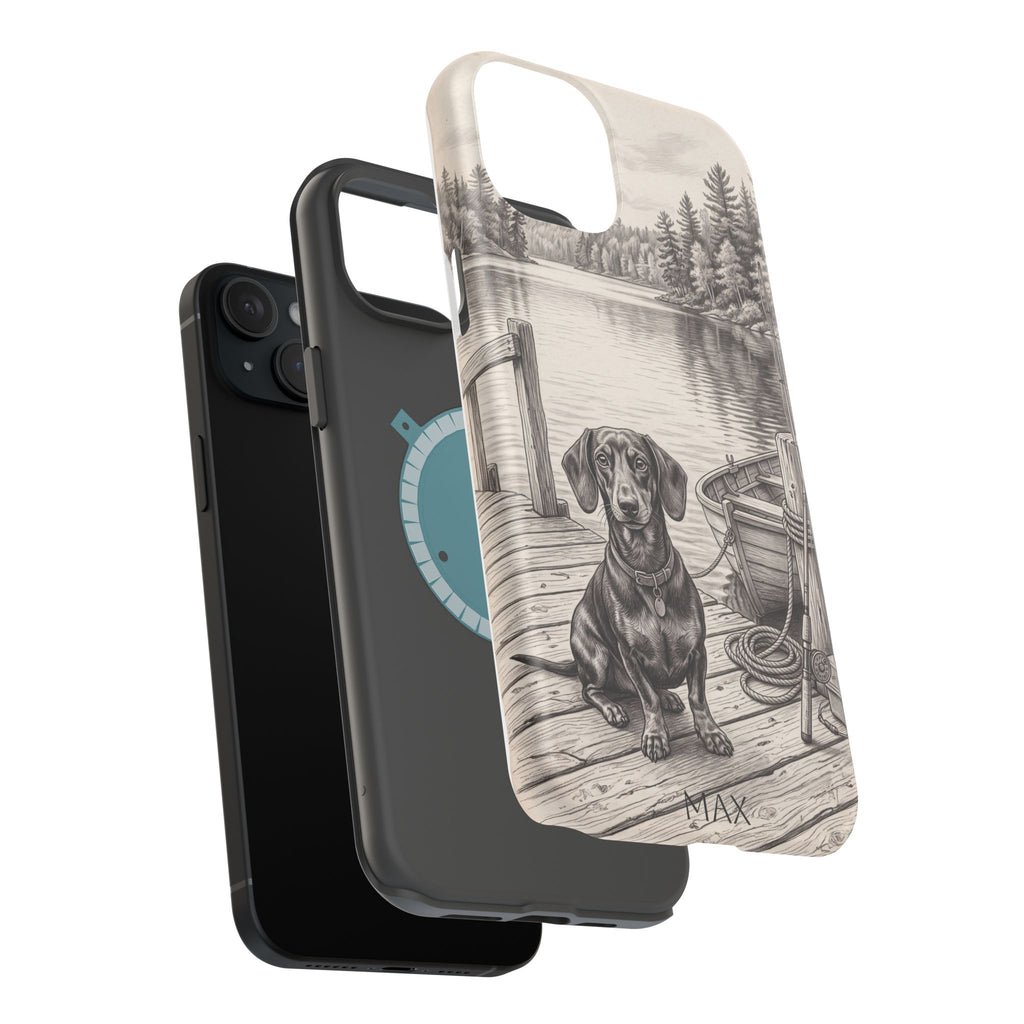 Personalized Dachshund Sunset Beach Phone Case — Wireless Charging Cover