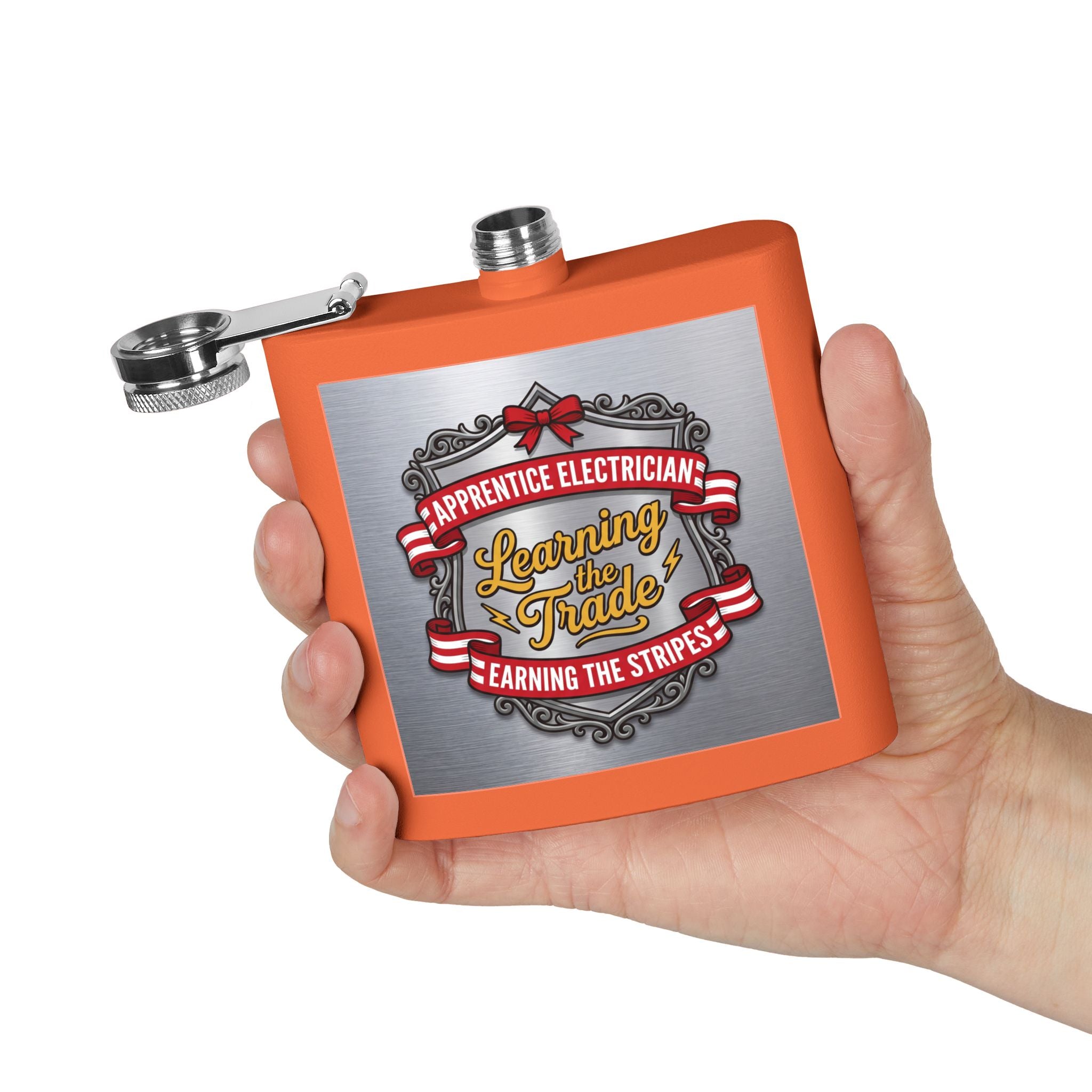 Flask — "Apprentice Electrician: Learning the Trade, Earning the Stripes" 6oz Stainless Steel