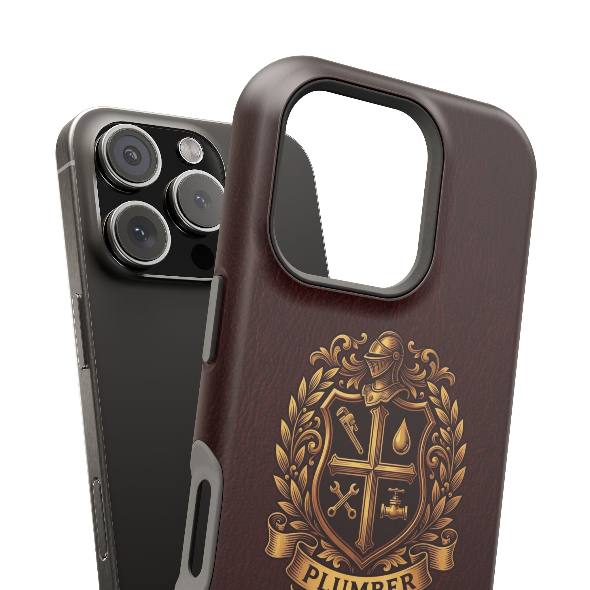 Plumber Crest Phone Case — Heraldic Shield Design Wireless Charging Cover