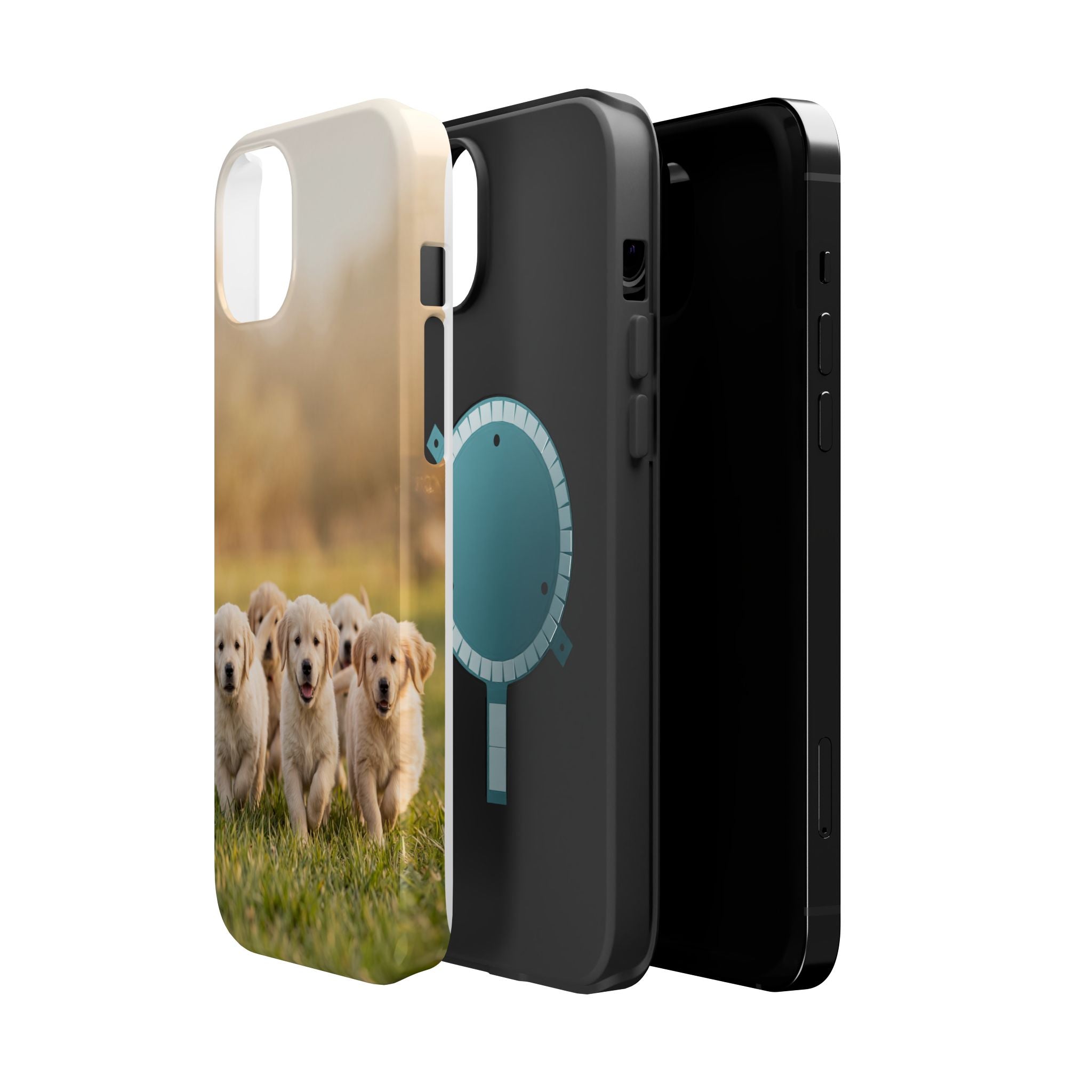 Golden Retriever Puppies Phone Case — Impact-Resistant Wireless Charging Cover